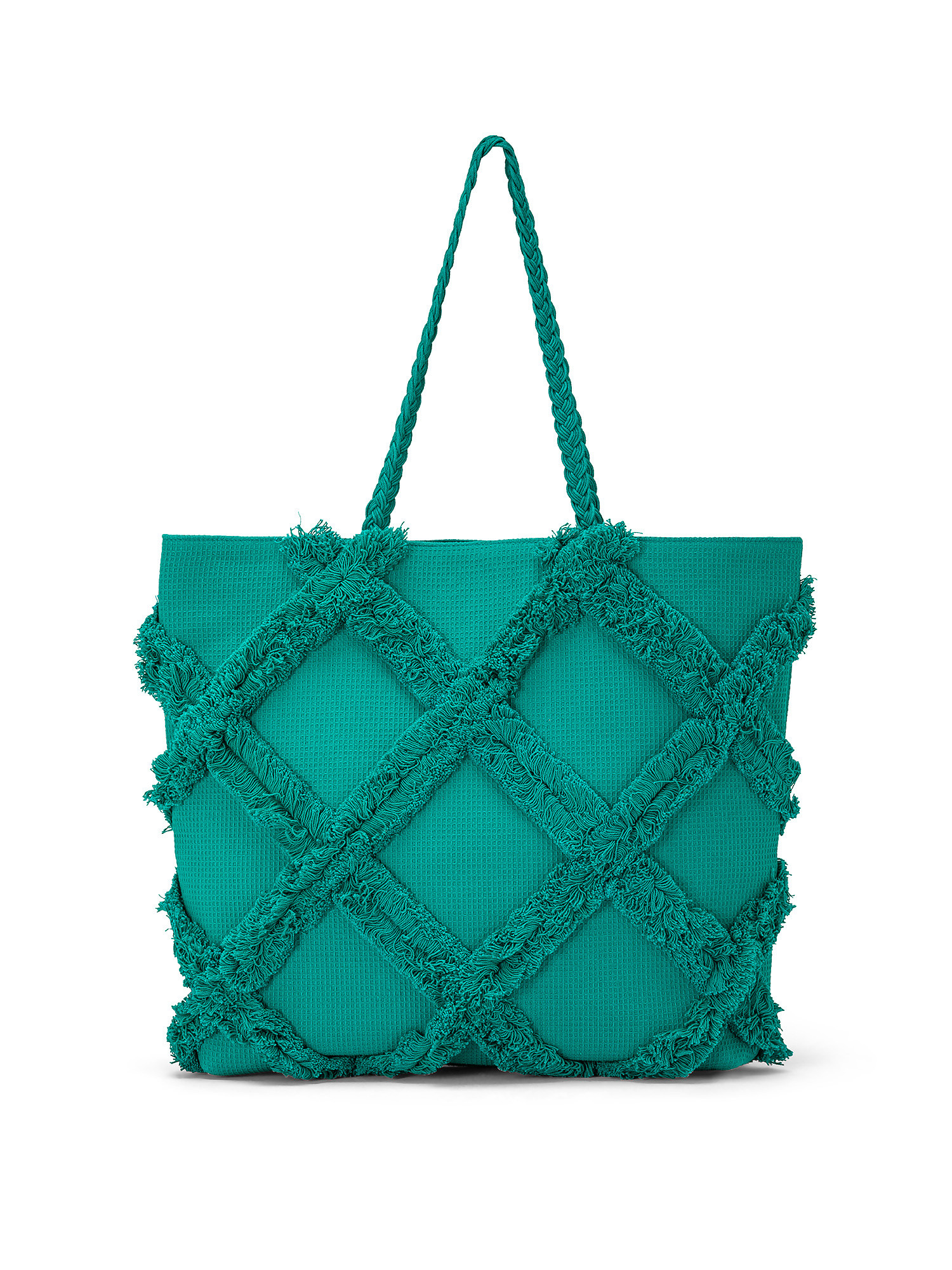 Shopping bag in cotone, Azzurro turchese, large