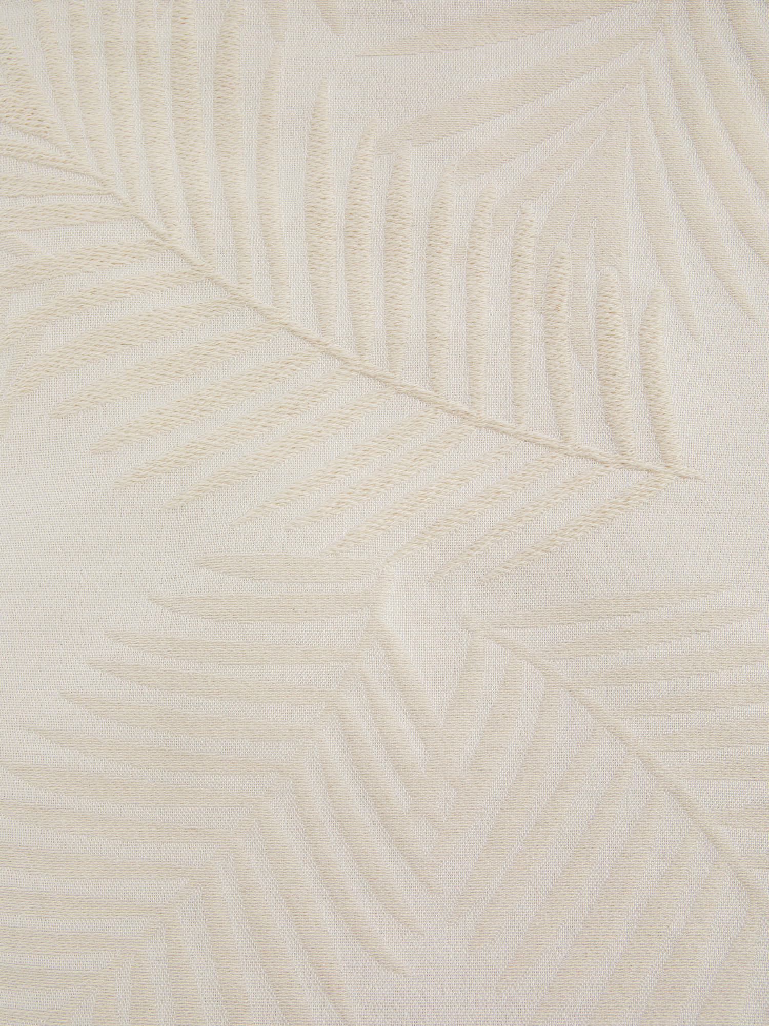 Copriletto cotone tinta unita motivo foglie, Beige, large image number 1
