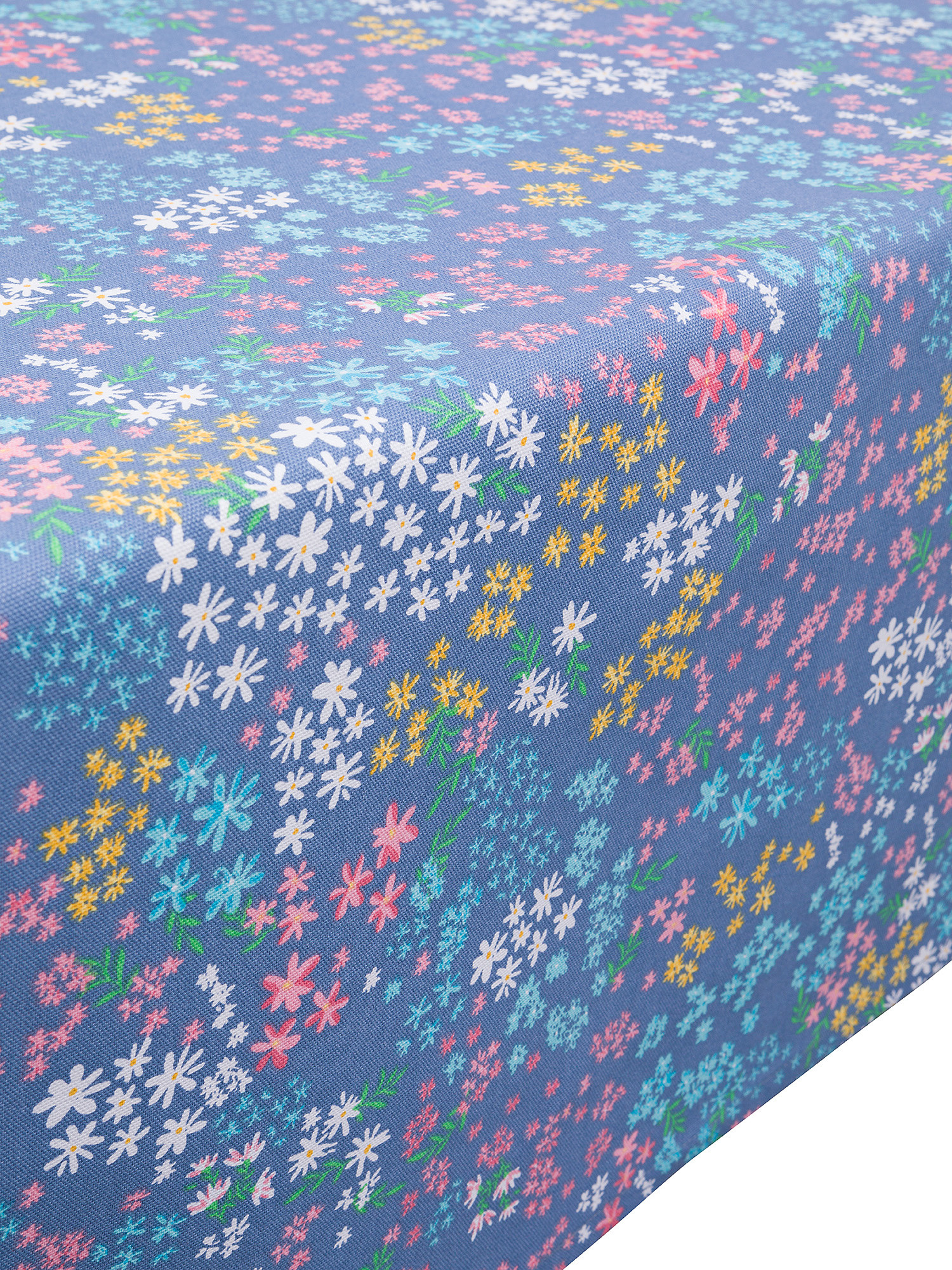 Pure cotton water-repellent tablecloth with flower print, Blue, large image number 1