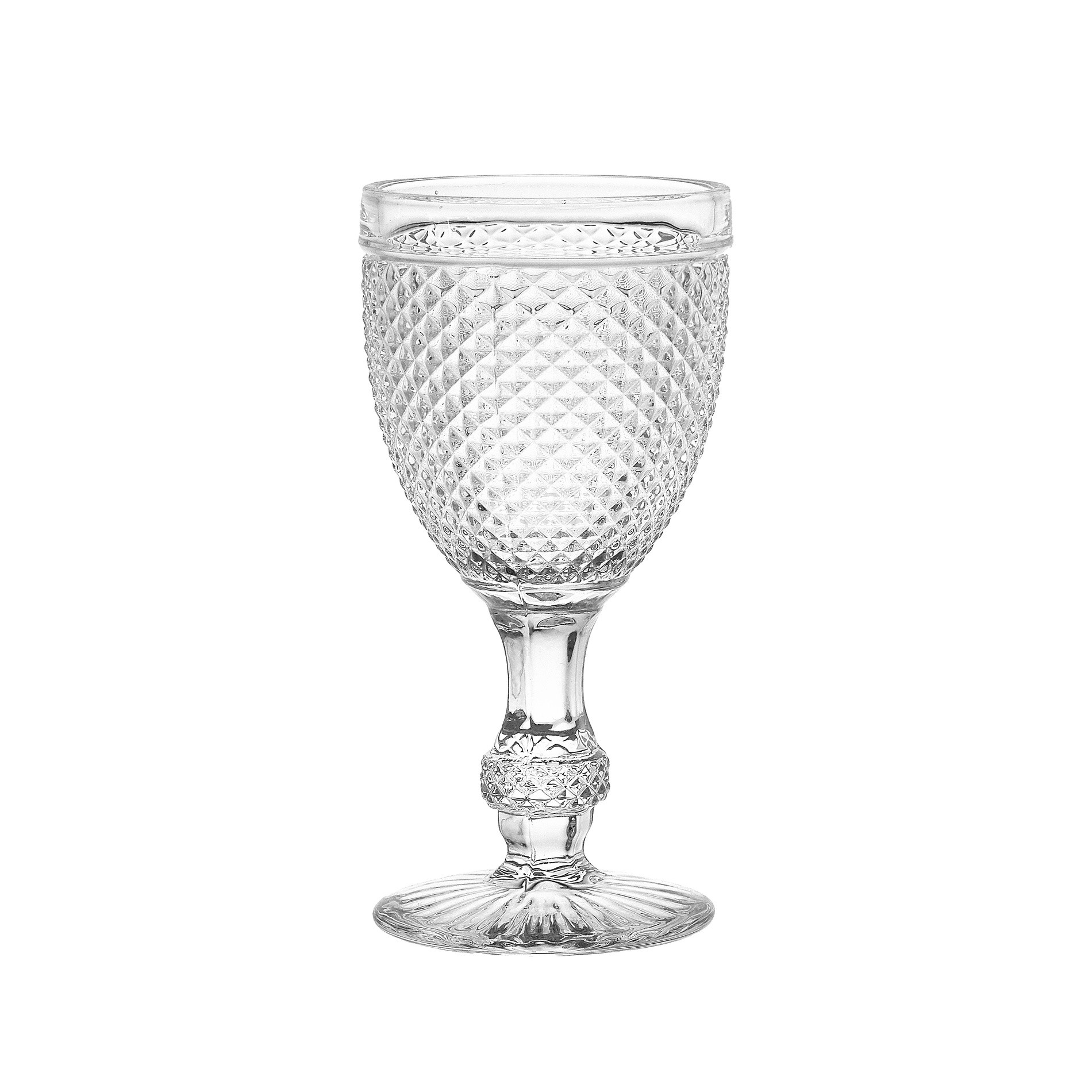 Faceted glass wine goblet, Transparent, large image number 0