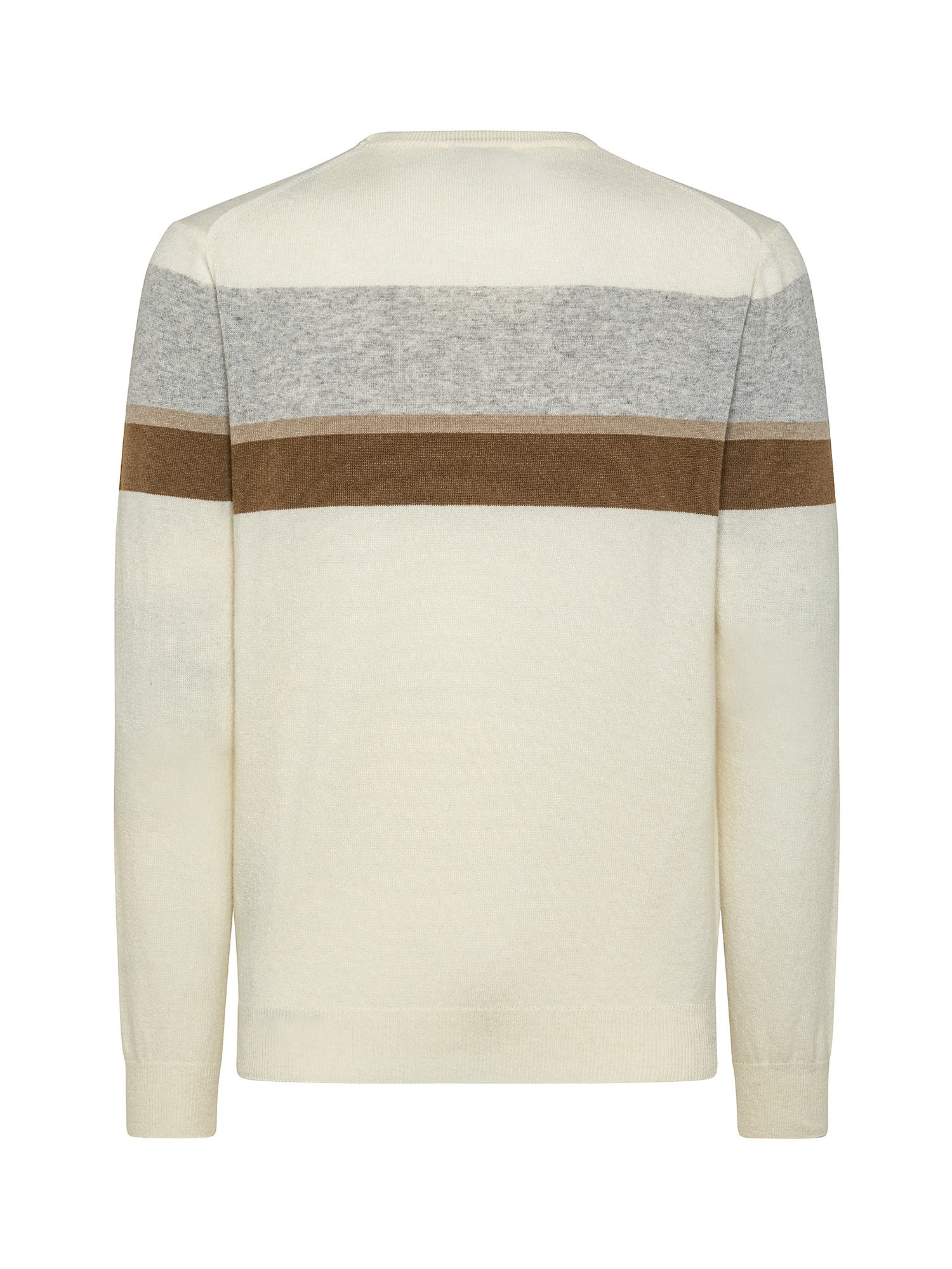 Three-color striped crewneck sweater in Blend cashmere, White Cream, large image number 1