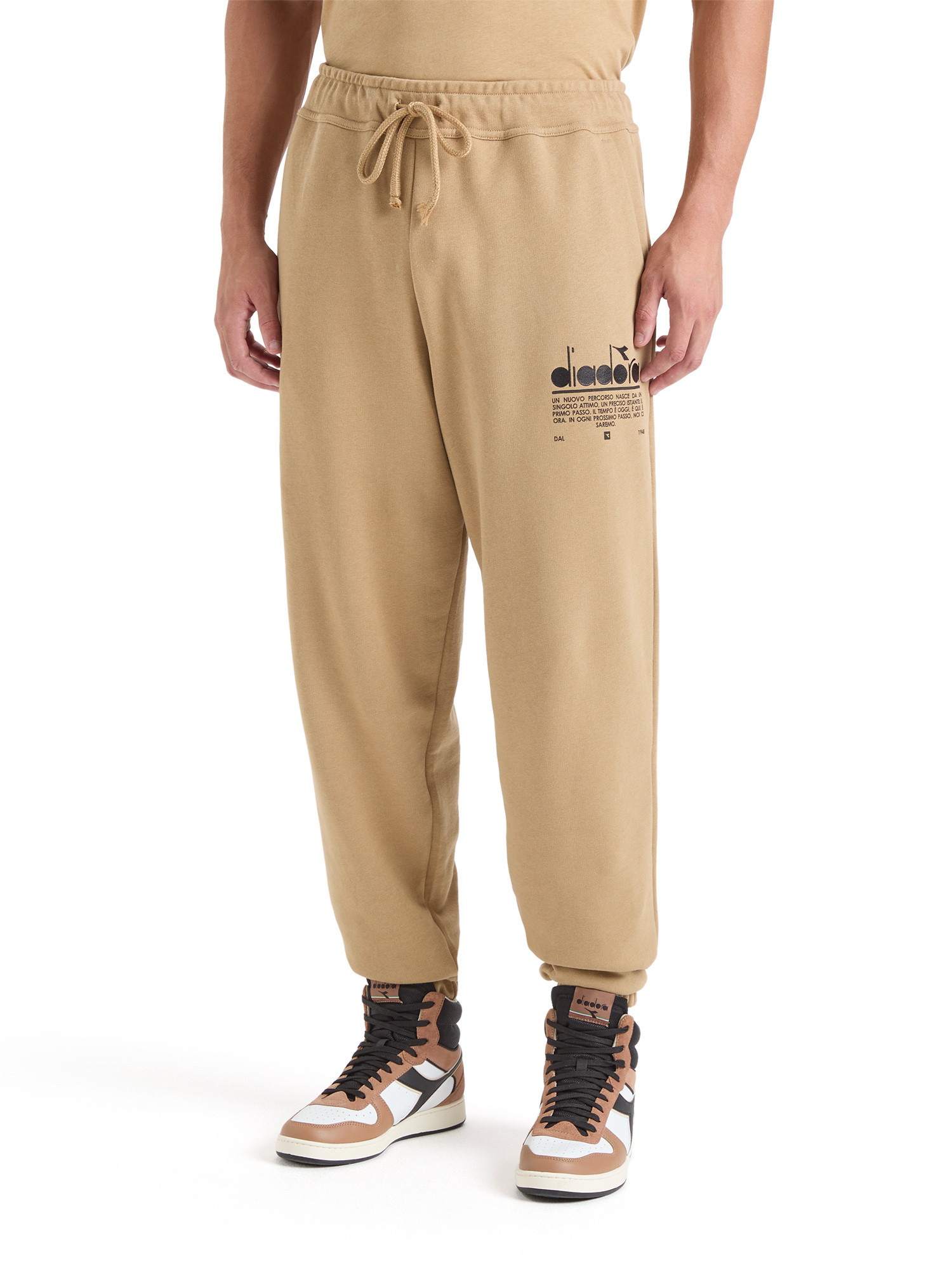 Diadora - Manifesto sports trousers with cotton print, Beige, large image number 3
