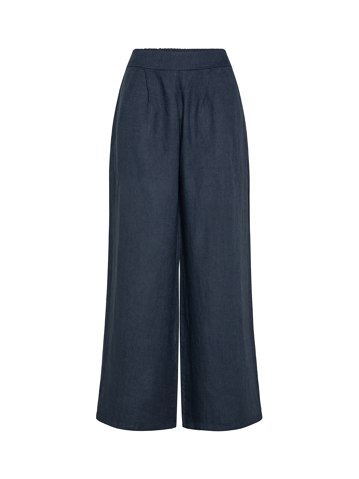 Wide pure linen trousers, Blue, large image number 0