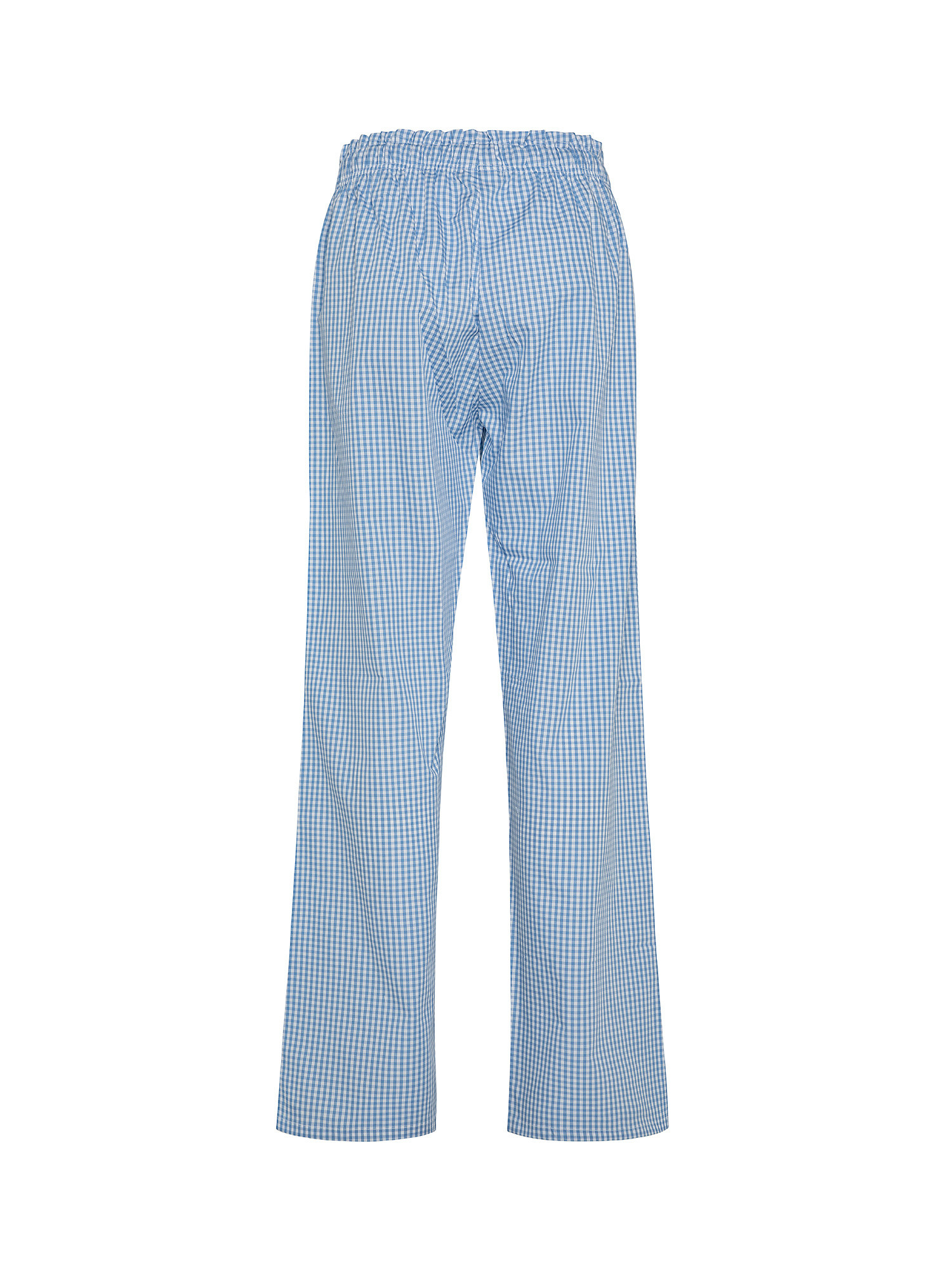 Pantaloni cotone tinto filo a quadretti, Azzurro, large