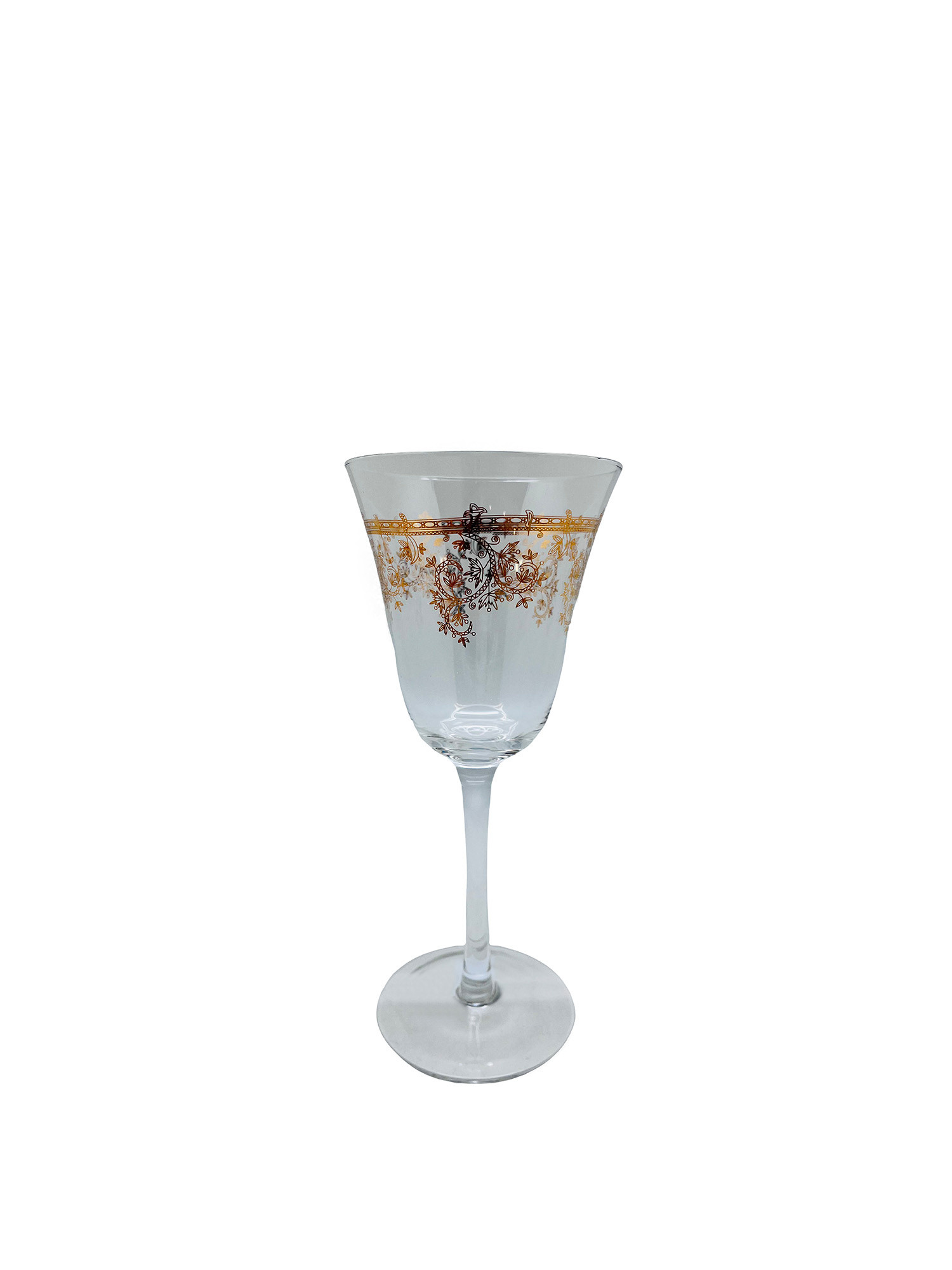 Calice vino vetro decoro oro, Trasparente, large image number 0
