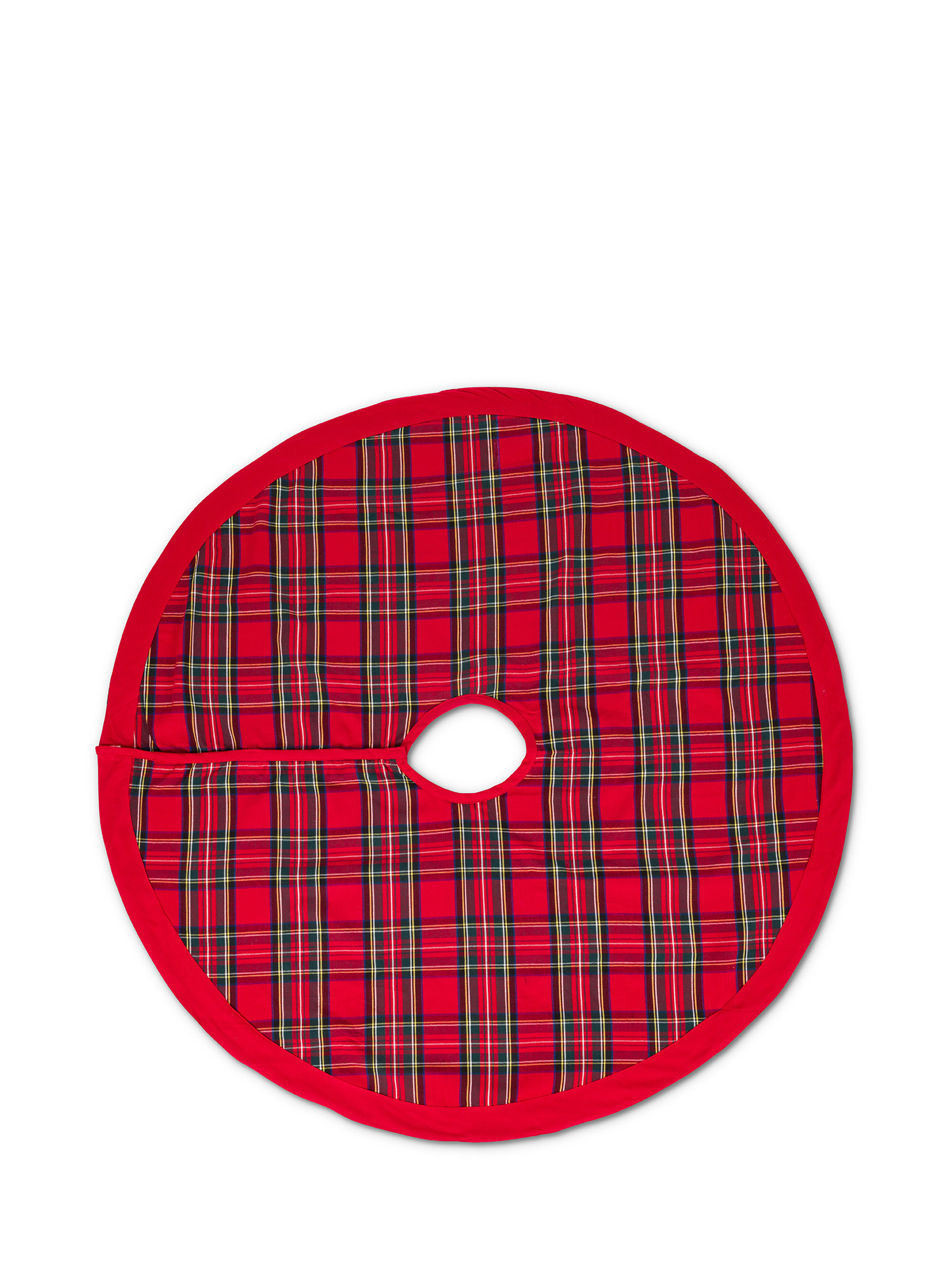 Tartan fabric tree skirt, Red, large image number 0