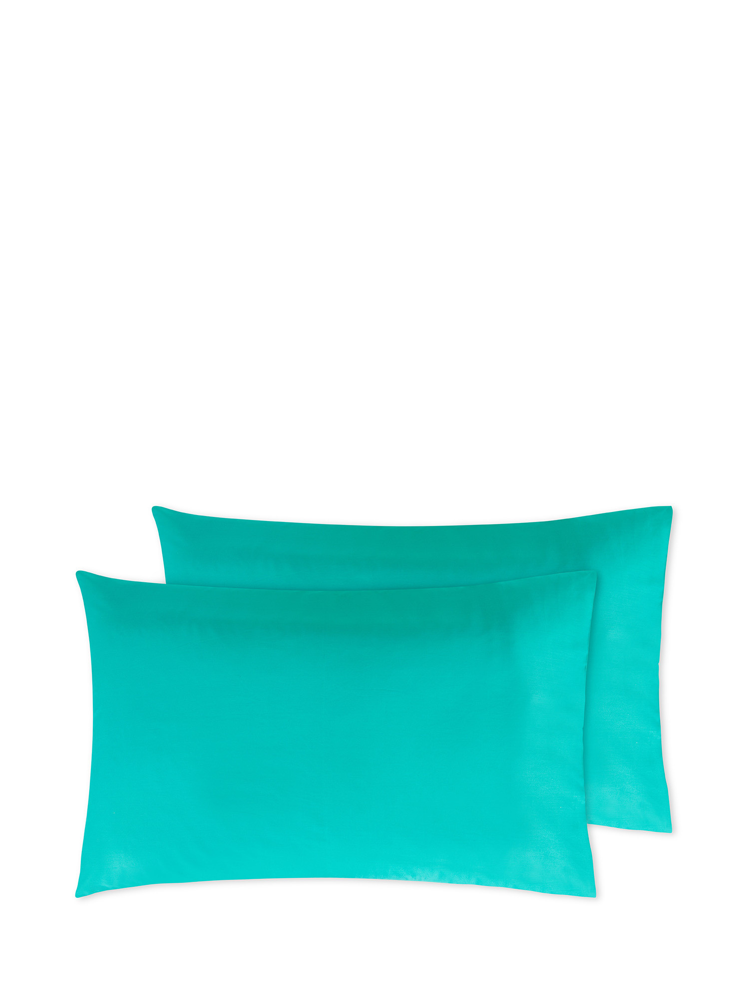 Set of 2 solid color percale cotton pillowcases, Green, large image number 0