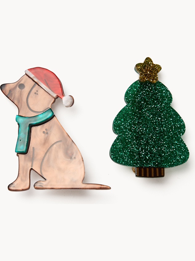 Set of 2 Christmas hair clips