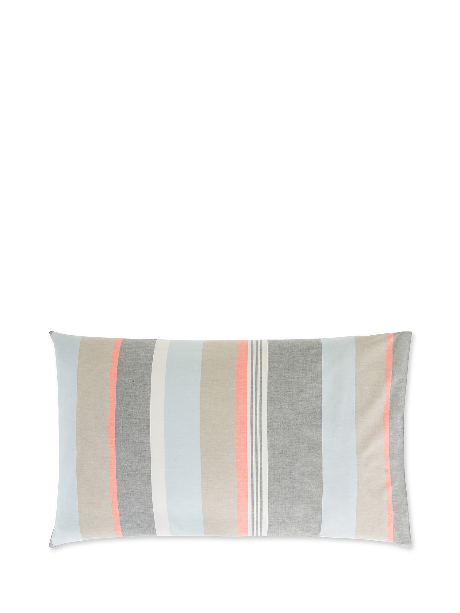 Striped washed cotton percale pillowcase, Multicolor, large image number 0
