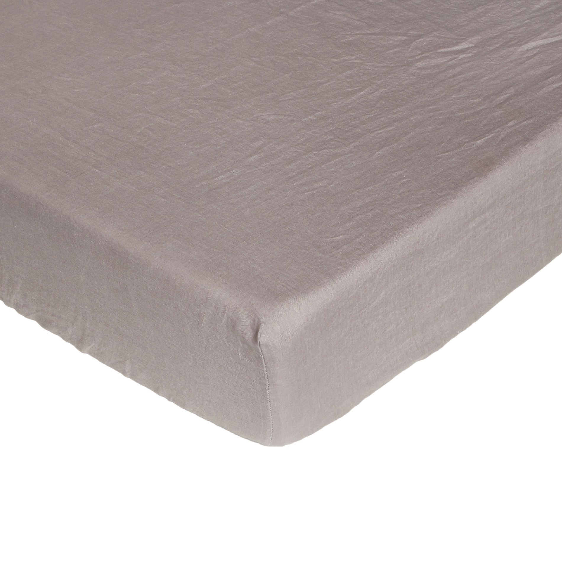 Plain fitted sheet in 145 g linen, Smoke Grey, large image number 0