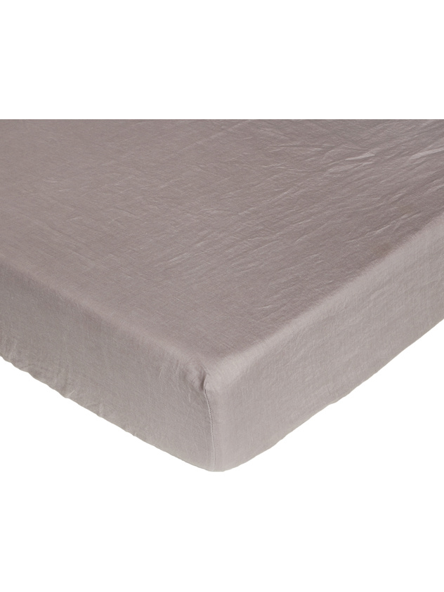 Plain fitted sheet in 145 g linen