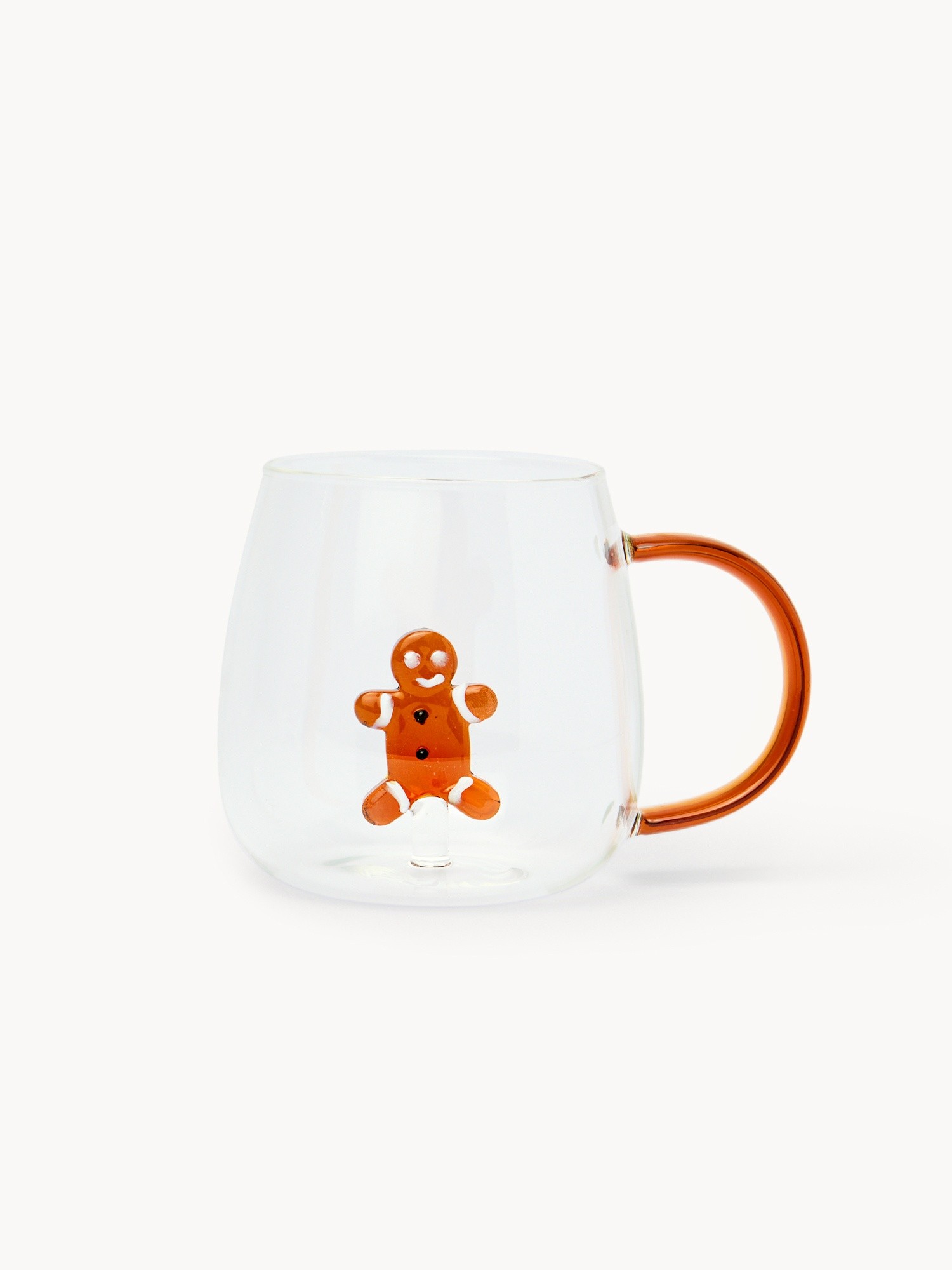 Borosilicate glass breakfast mug with gingerbread detail, Transparent, large image number 0