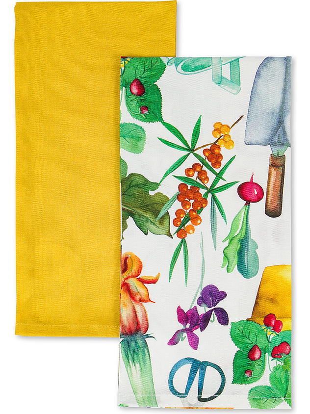 Set 2 strofinacci panama di cotone stampa vegetale