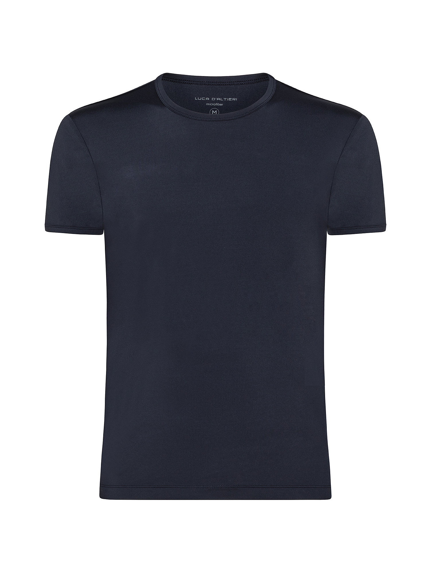 T-shirt girocollo microfibra tinta unita, Blu, large image number 0
