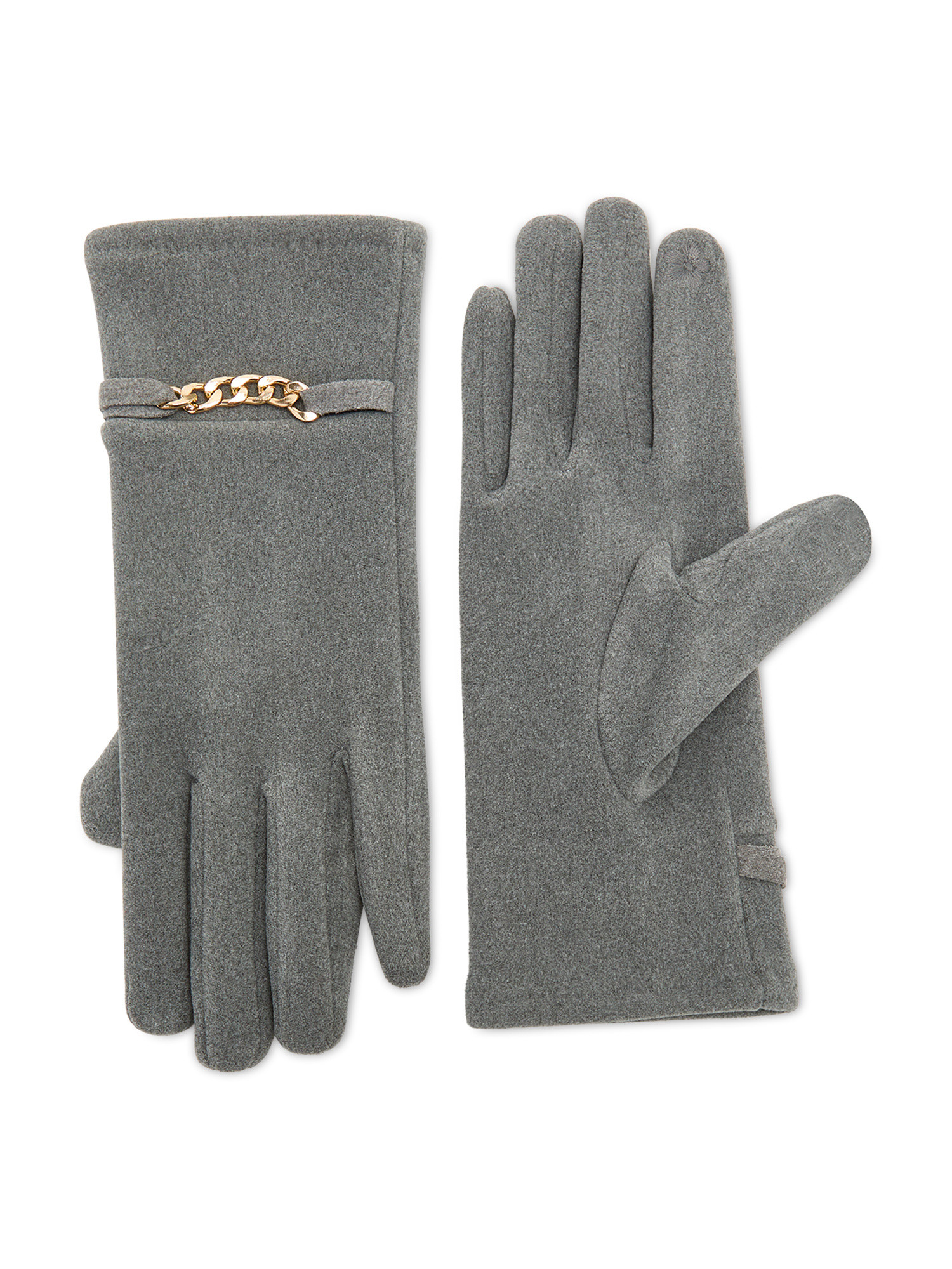 Koan - Micro fiber gloves with chain, Grey, large image number 0