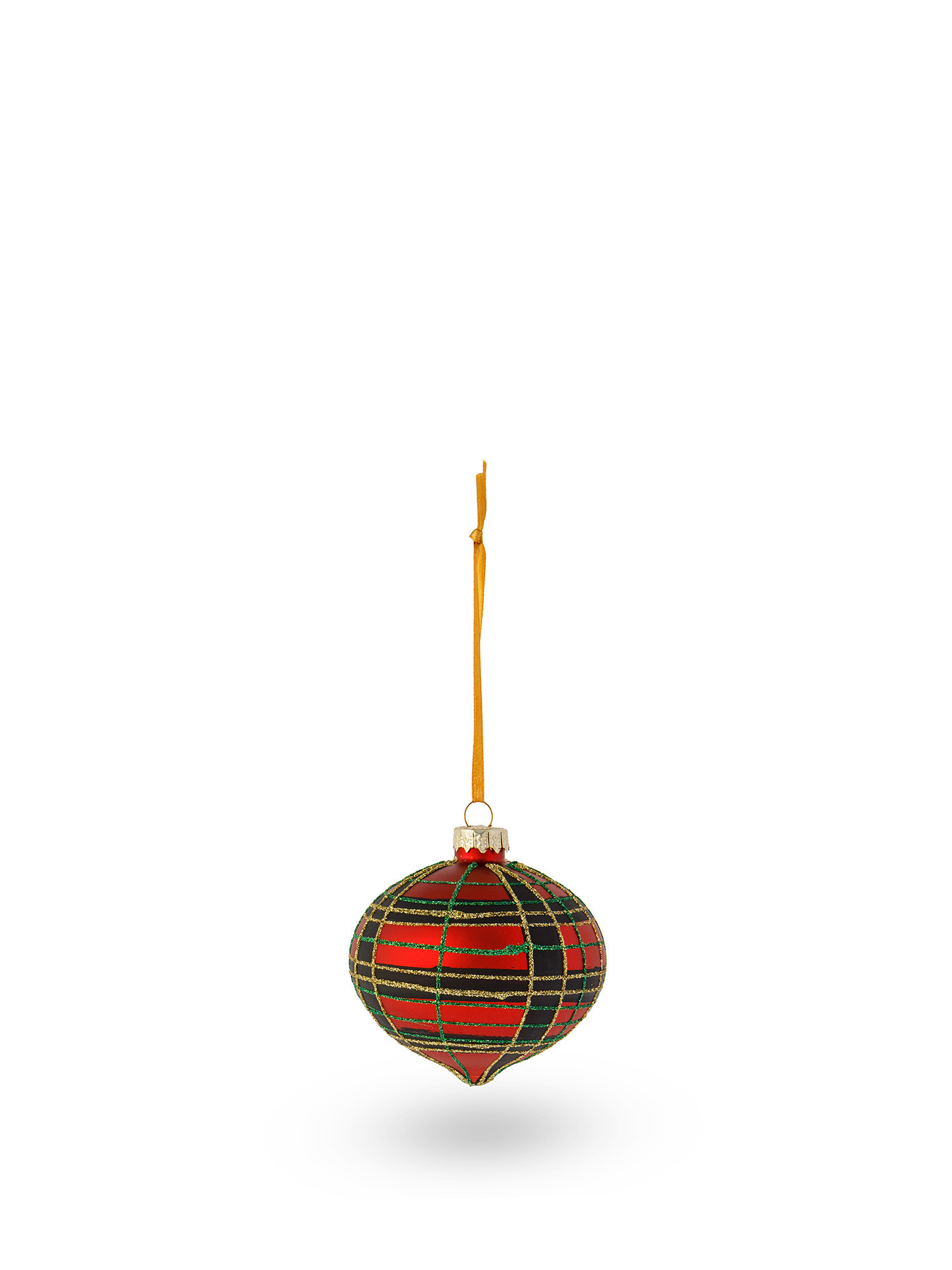 Tartan tree decoration in hand-decorated glass, Red, large image number 0