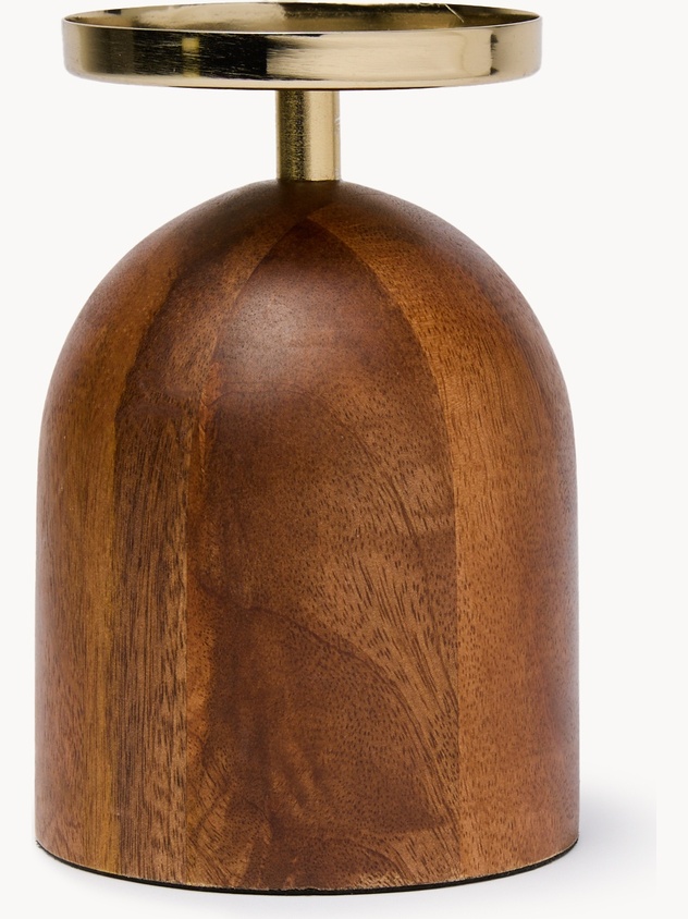 Candeliere in legno di mango e acciaio