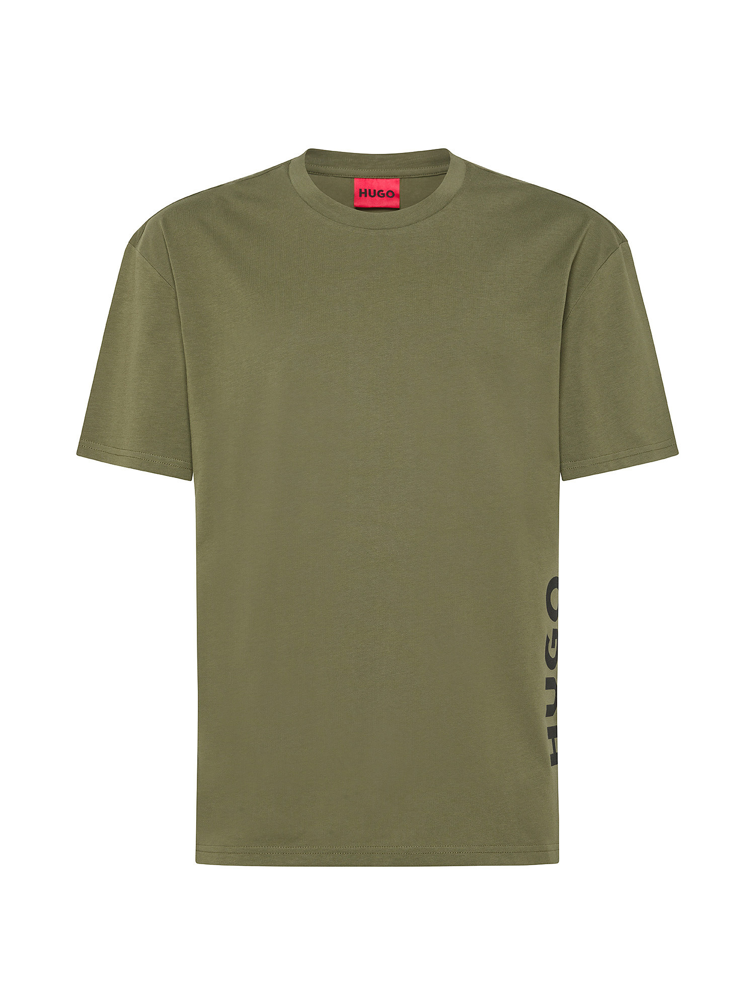 Hugo - T-shirt con stampa logo in cotone, Verde scuro, large image number 0