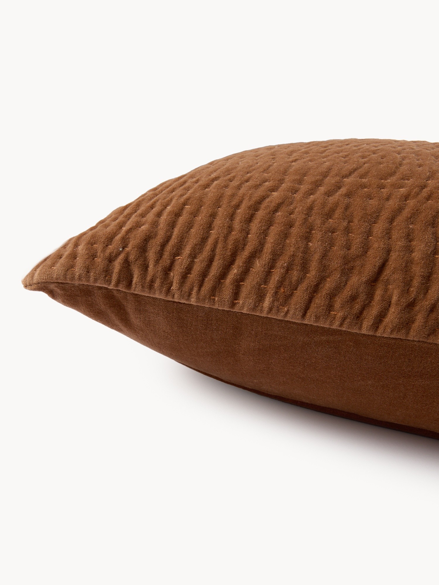 Quilted velvet cushion 35x55cm, Hazelnut Brown, large image number 2
