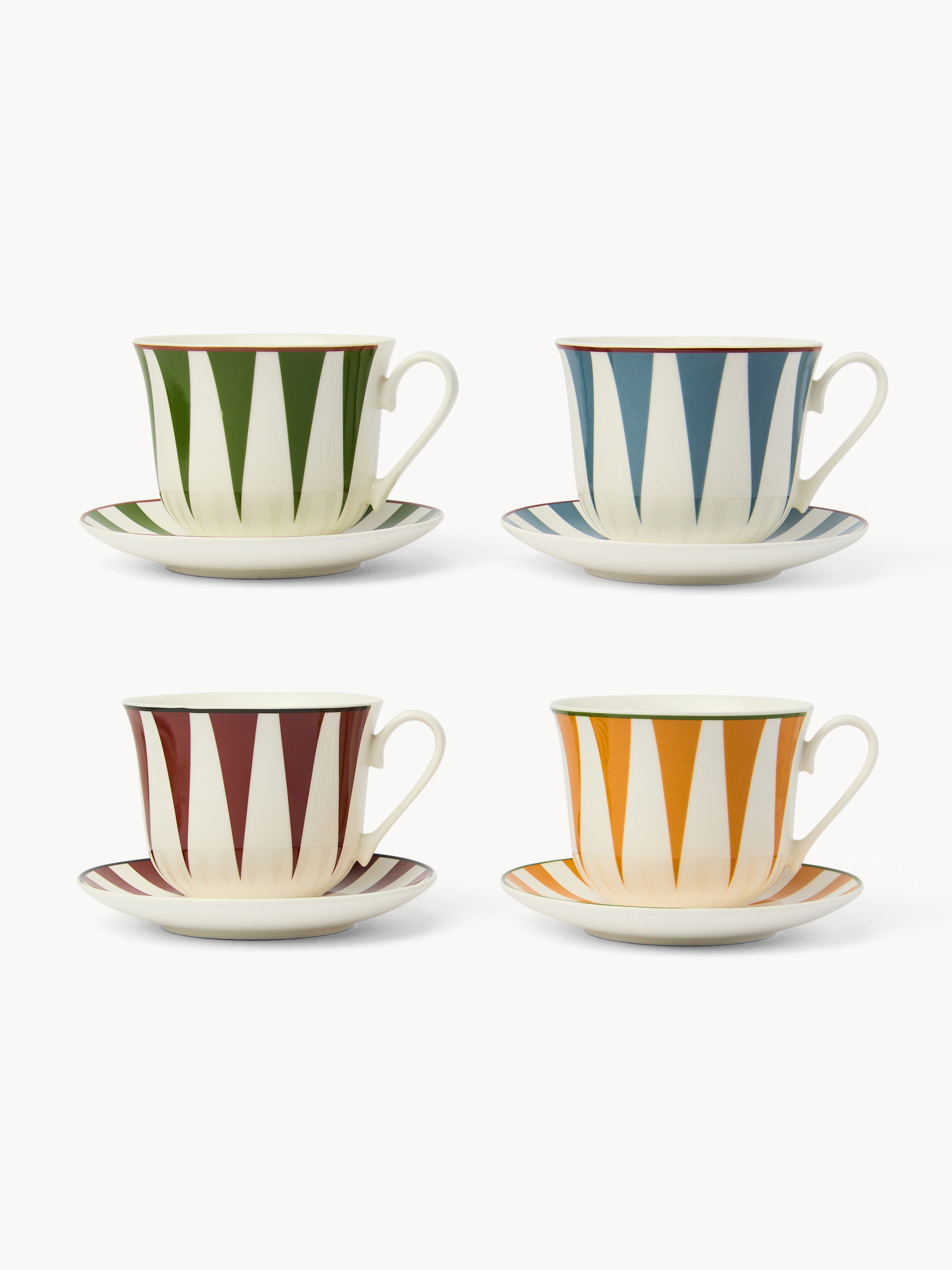 Striped new bone china breakfast cups, Multicolor, large image number 0
