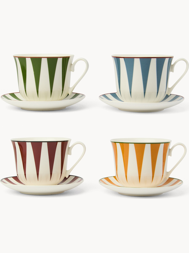 Striped new bone china breakfast cups