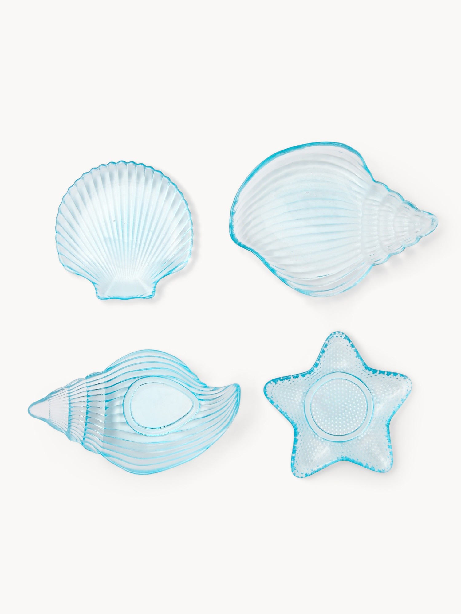 Glass saucer sprayed with shells - Introductory price, Light Blue, large image number 0