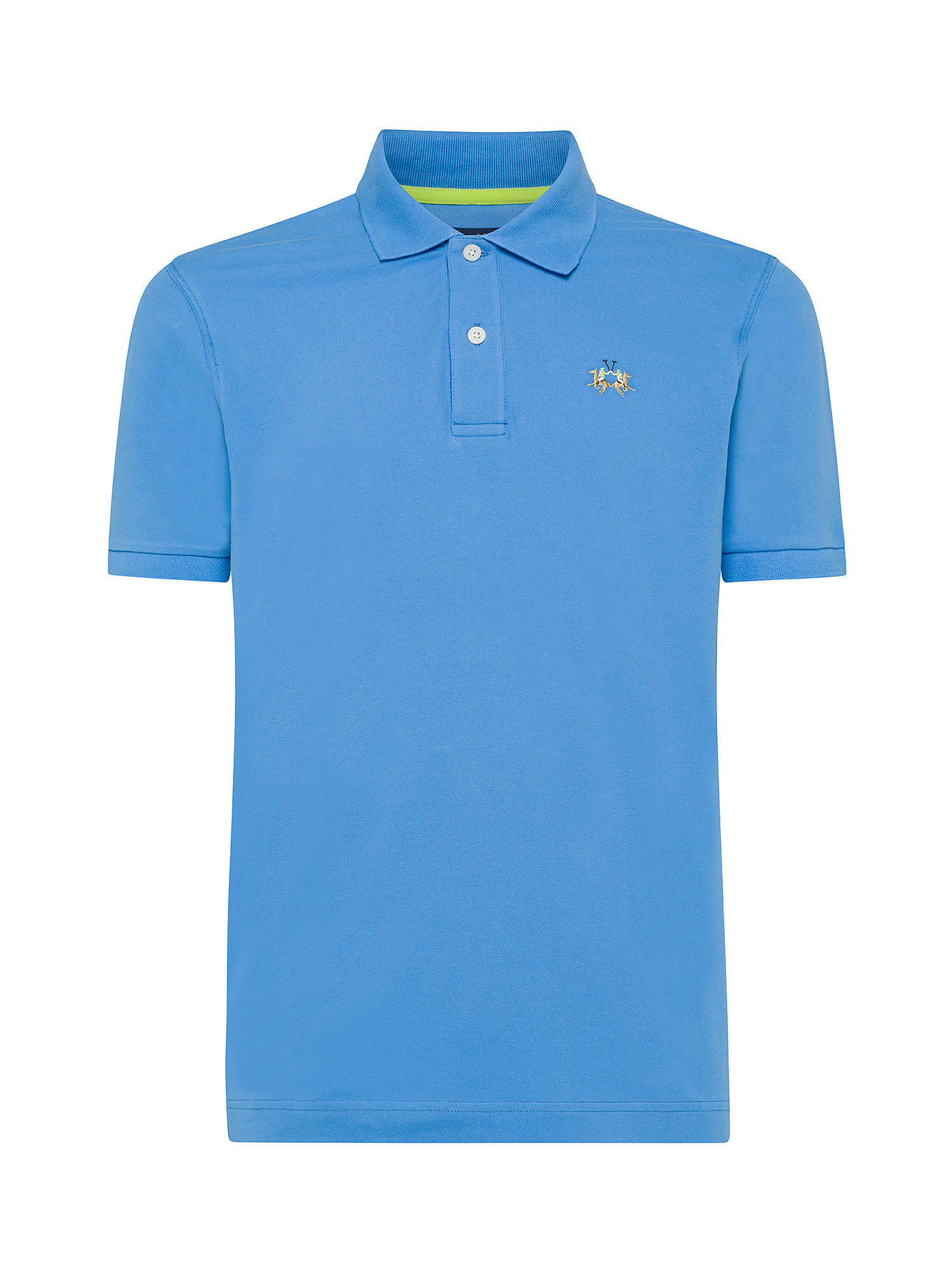La Martina - Short-sleeved polo shirt in stretch piqué, Blue, large image number 0