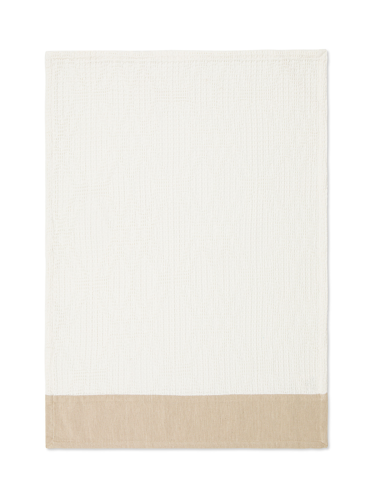 Set of 2 solid color piqué cotton tea towels, Beige, large image number 1