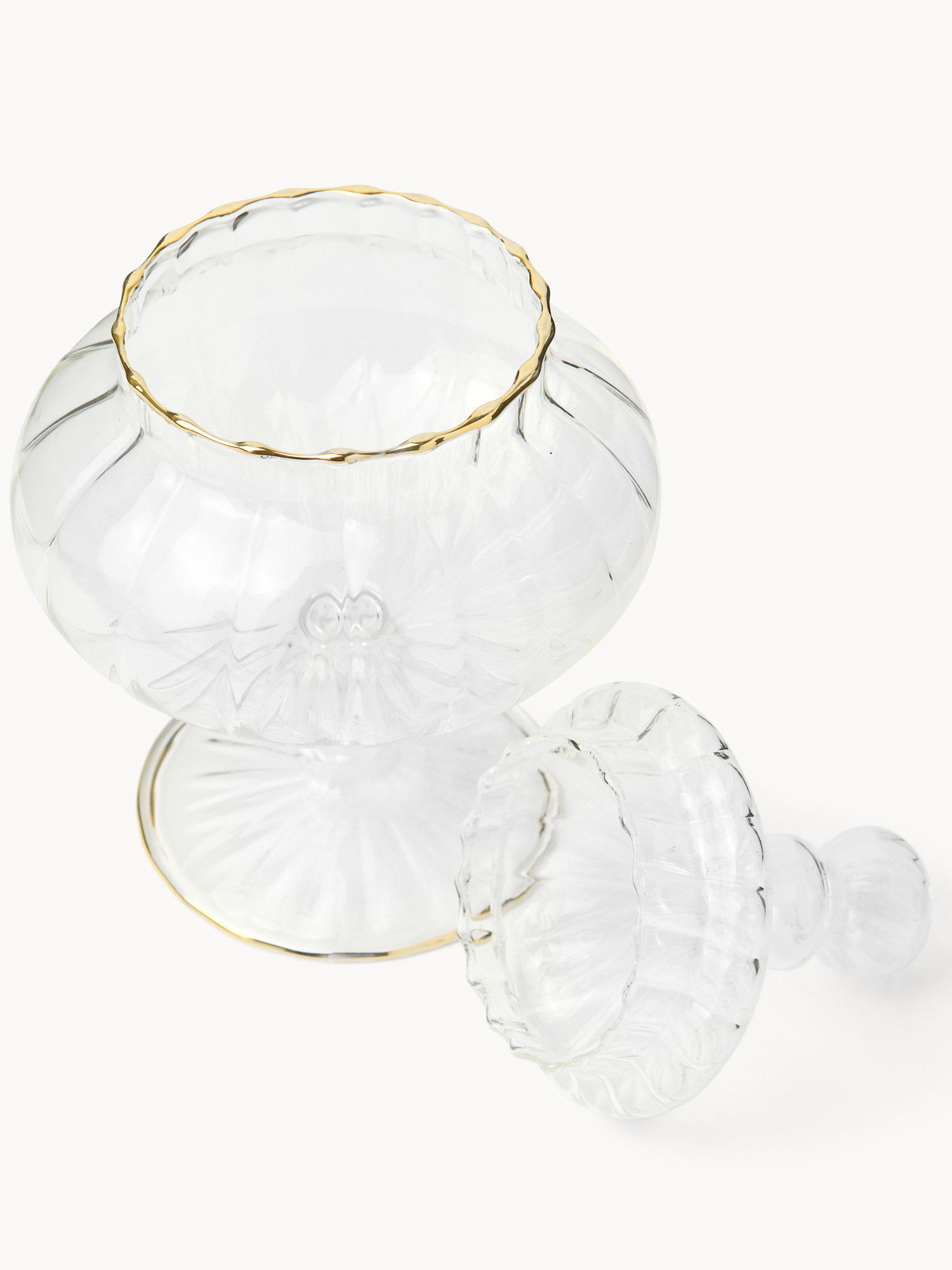 Porta dolci in vetro borosilicato profili oro, Trasparente, large image number 1