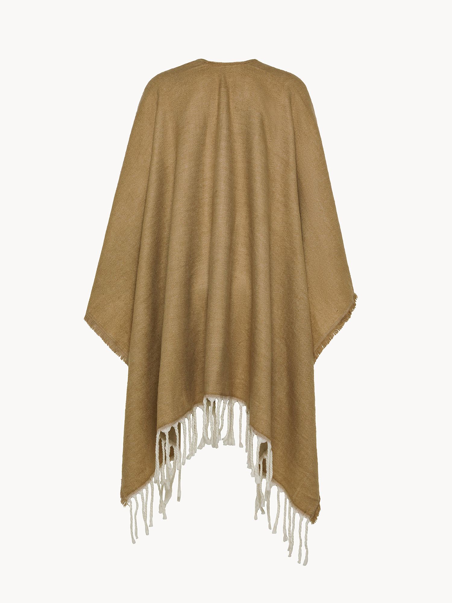 Two-tone fringed poncho, Beige, large image number 1
