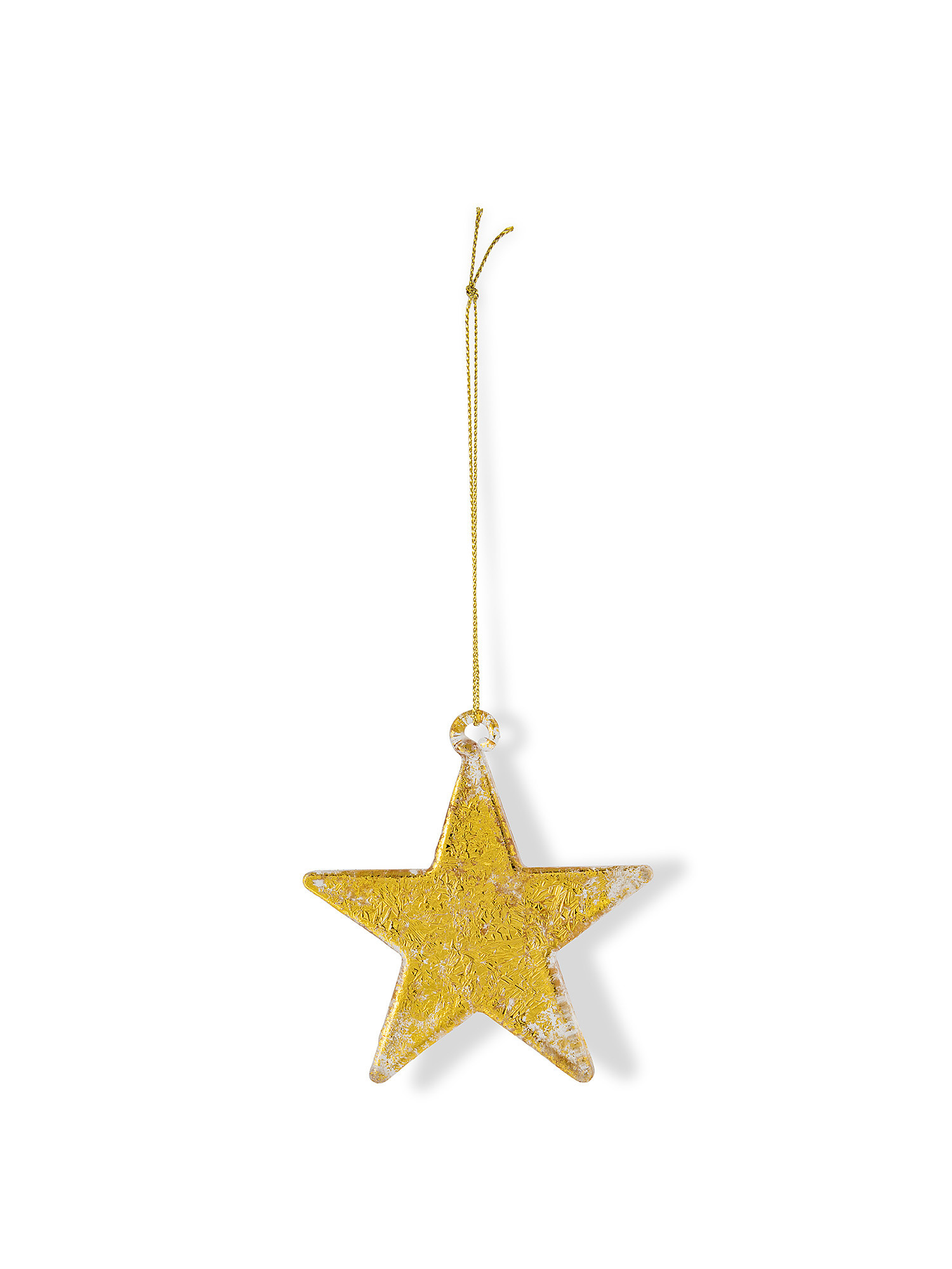 Hand decorated glass star tree decoration, Gold, large image number 0