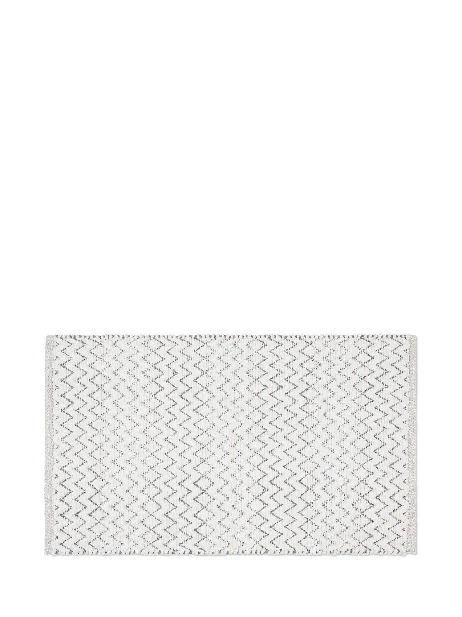 Micro cotton chenille bathroom rug with zig zag motif, White, large image number 0