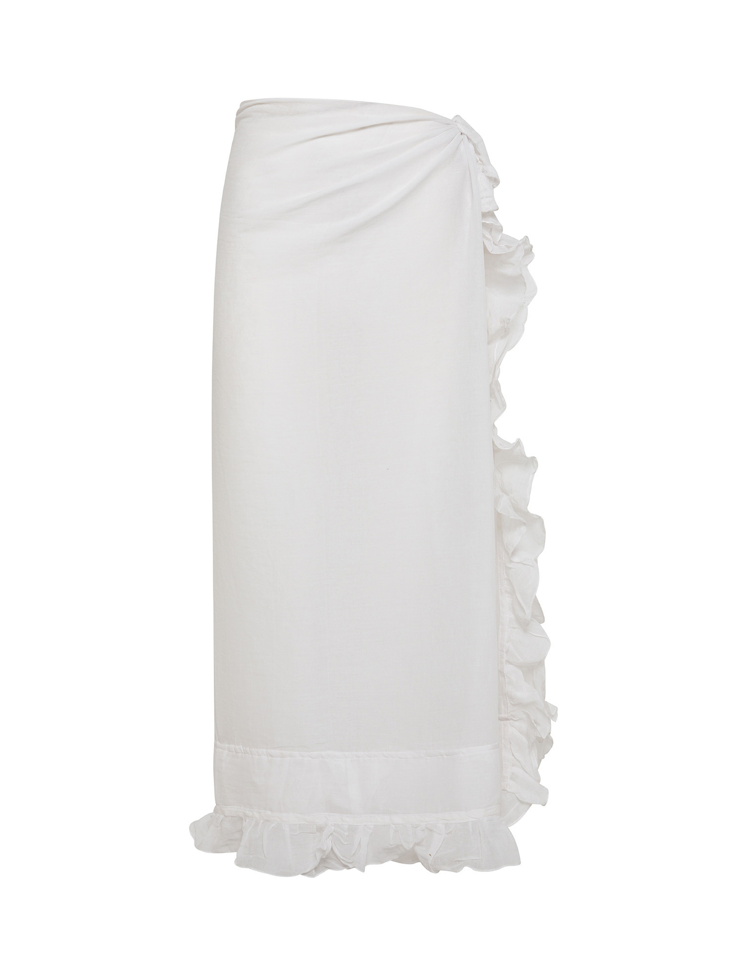 Koan - Sarong in cotton with ruffles, White, large image number 0