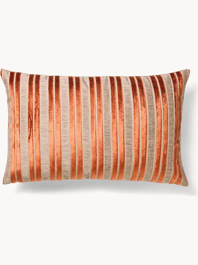 Cuscino 35x55 cm con fasce in velluto a contrasto