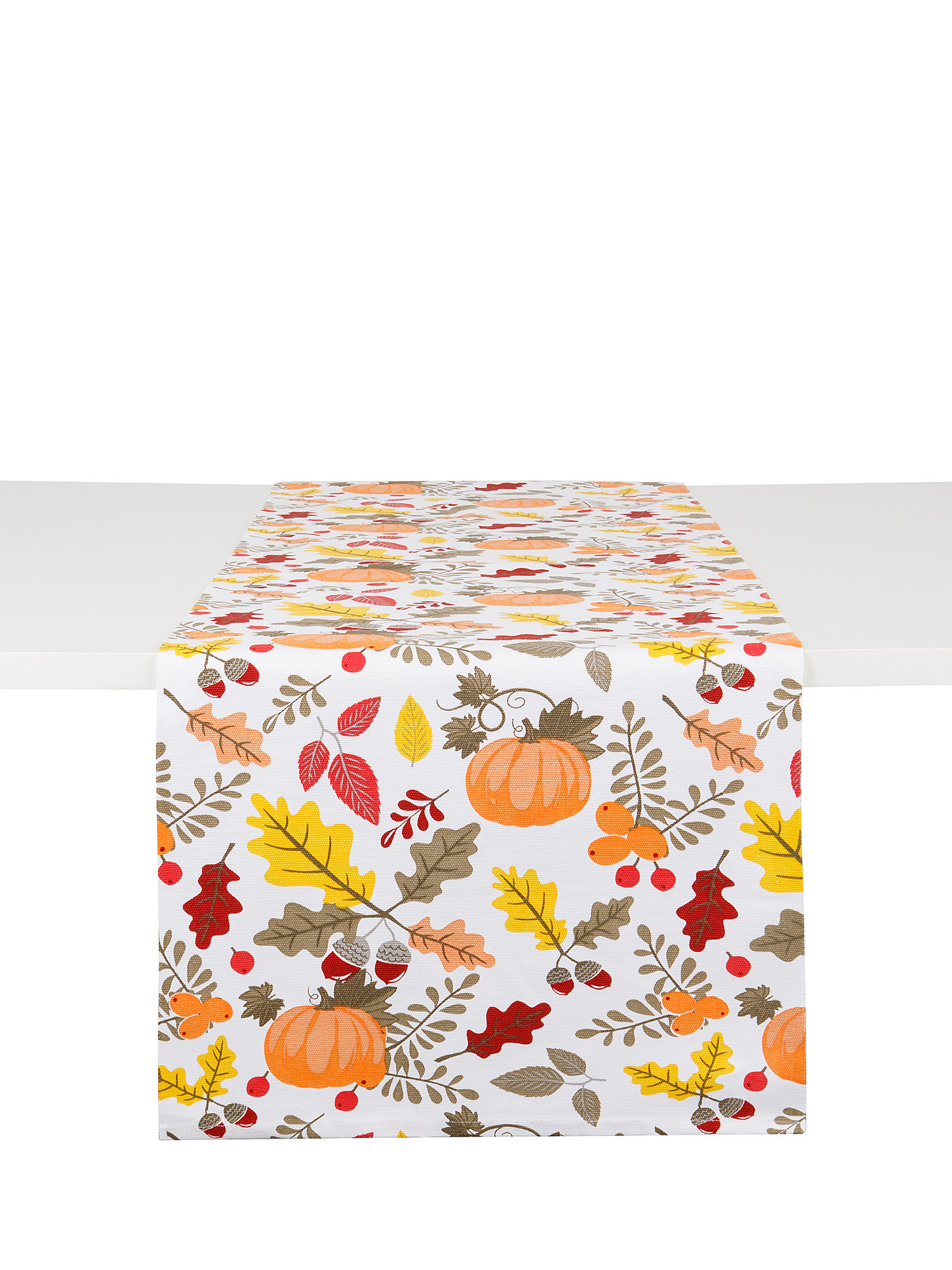 100% cotton table runner with pumpkins print, Orange, large image number 0