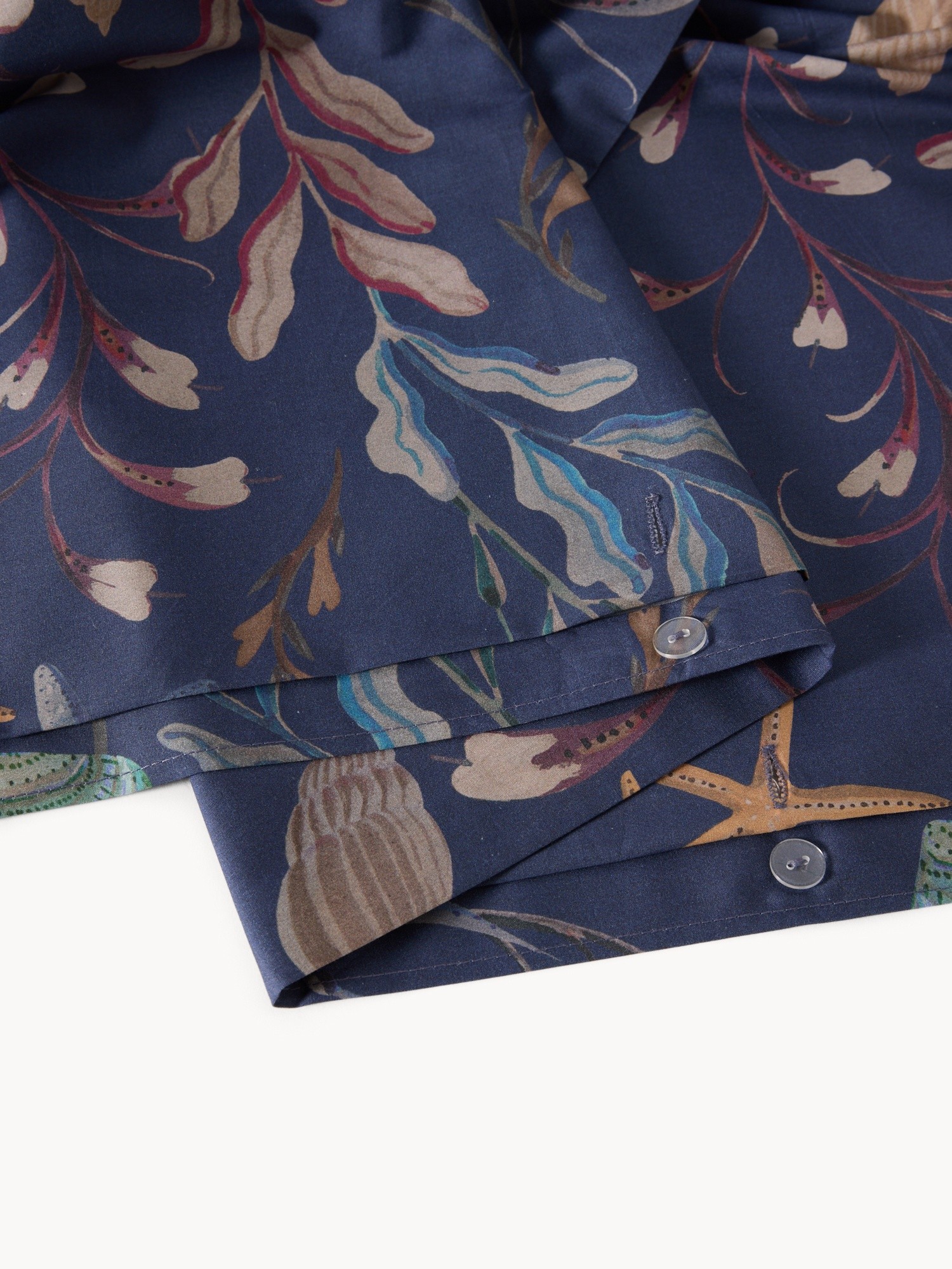 Printed Cotton Percale Duvet Cover Set - Introductory Price, Dark Blue, large image number 1