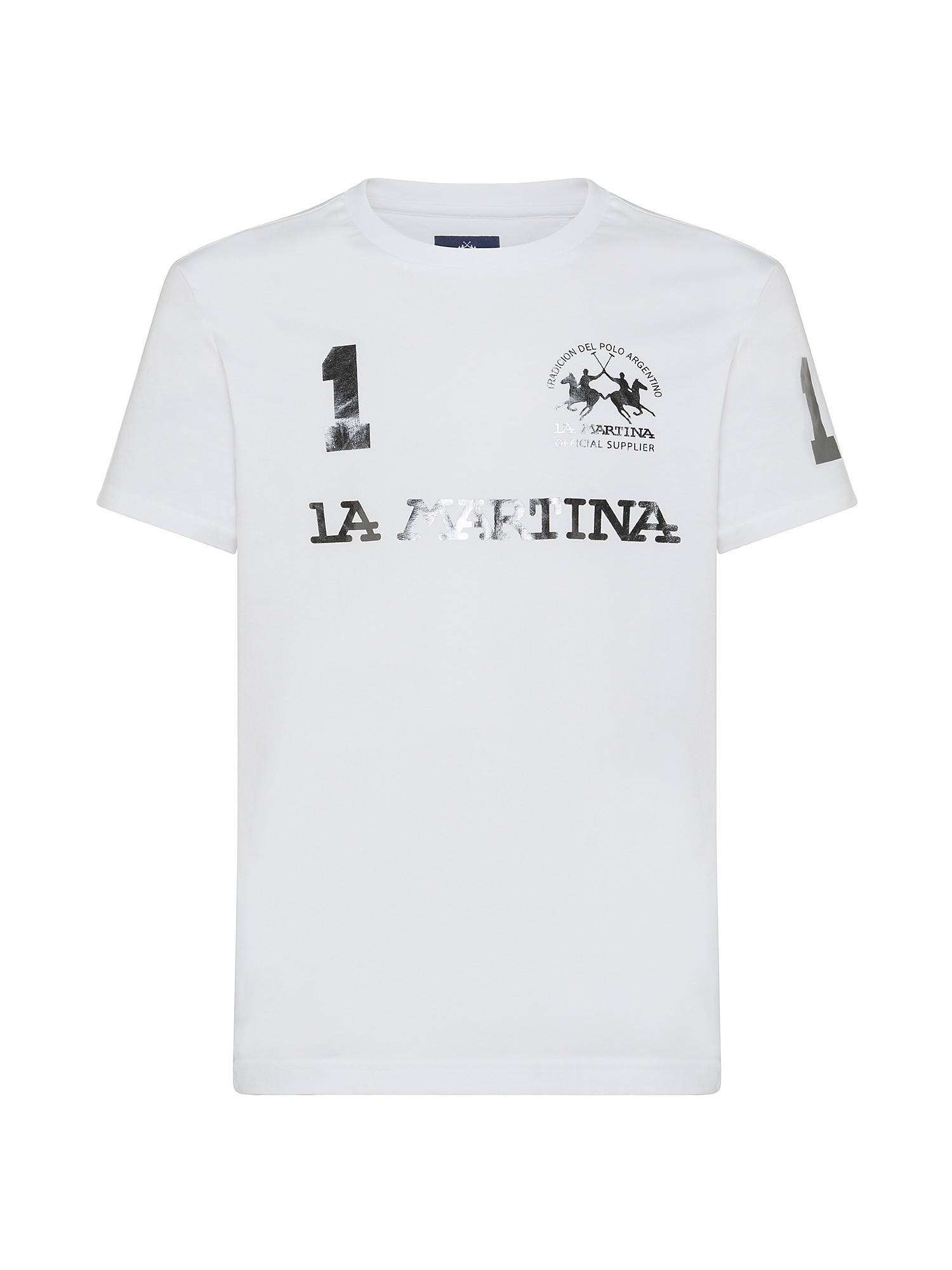 La Martina - T-shirt maniche corte in cotone jersey, Bianco, large image number 0