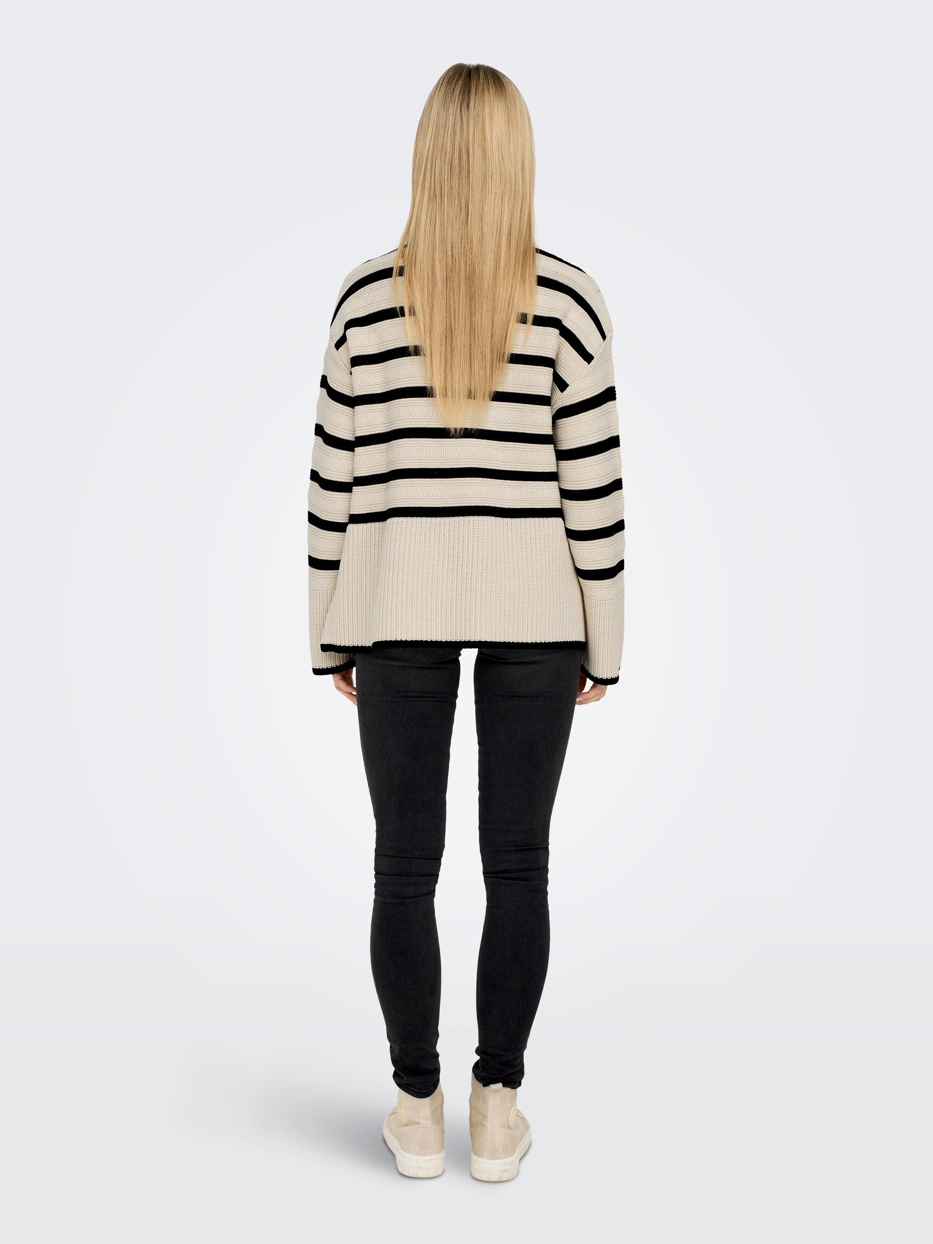 Only - Striped cotton blend sweater, Beige, large image number 3
