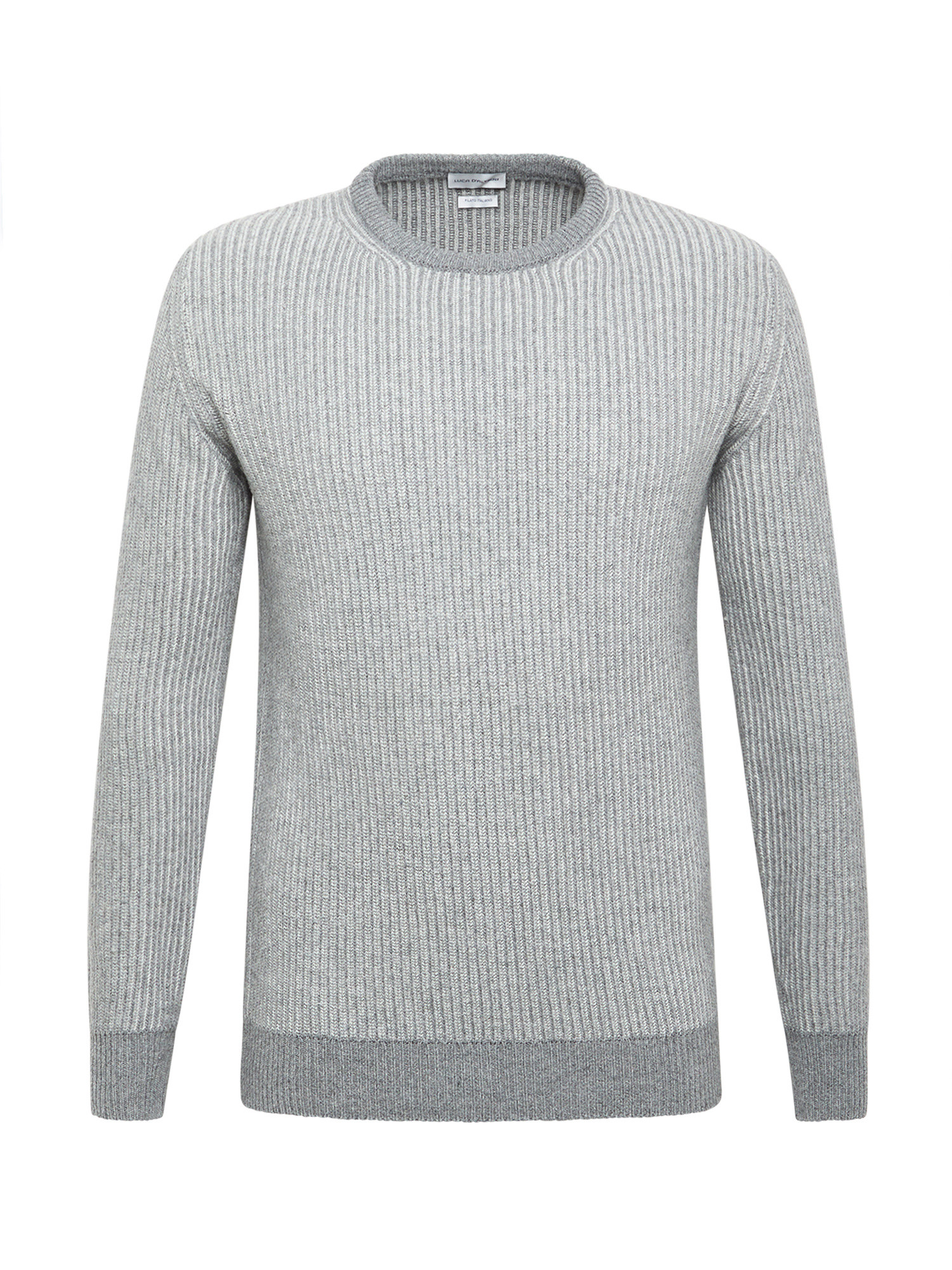 Luca D'Altieri - Cashmere blend crew neck sweater with noble fibres, Pearl Grey, large image number 0