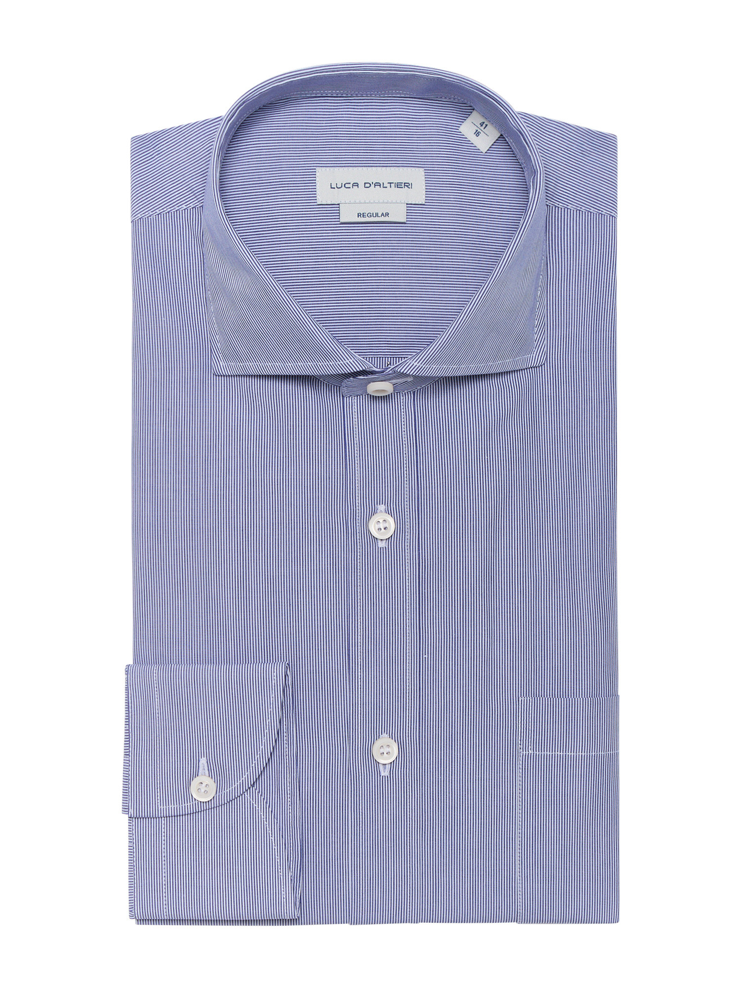 Luca D'Altieri - Regular fit casual shirt in pure cotton poplin, Blue, large image number 0