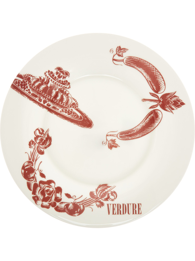 Fine bone china plate with vintage La Cucina Italiana decoration