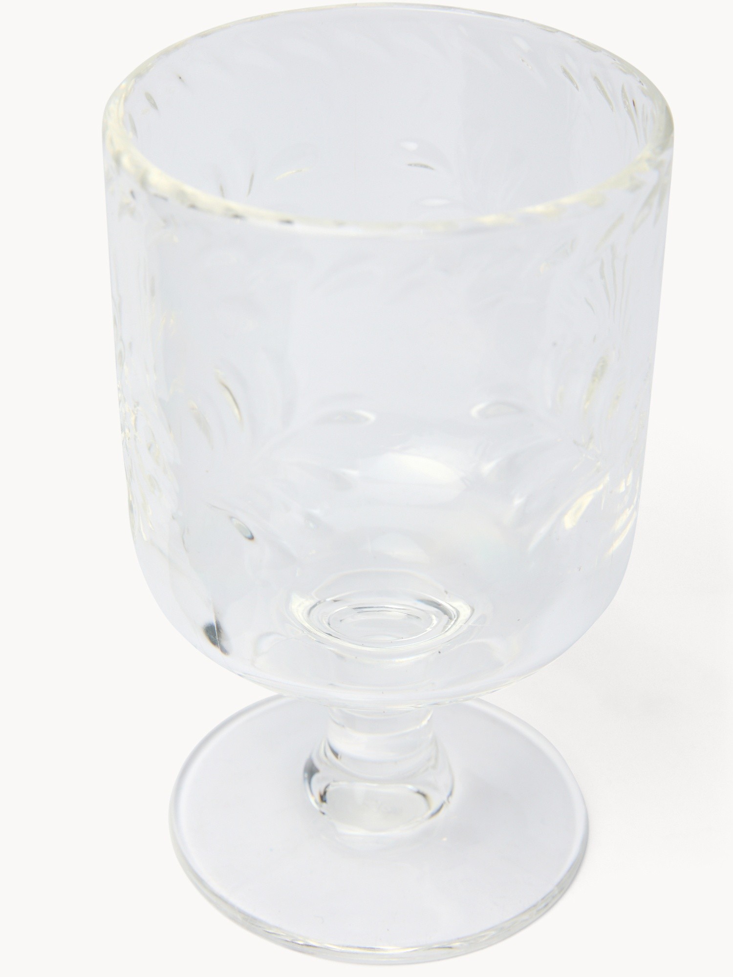 Short stem glass with foliage motif - Discounted price, Transparent, large image number 1