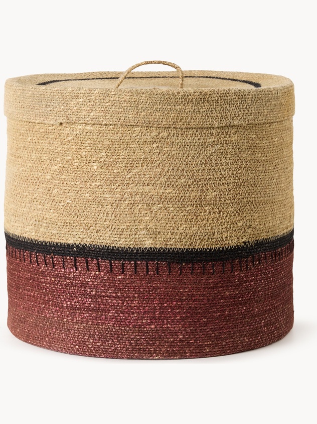 Hand-woven and painted seagrass basket