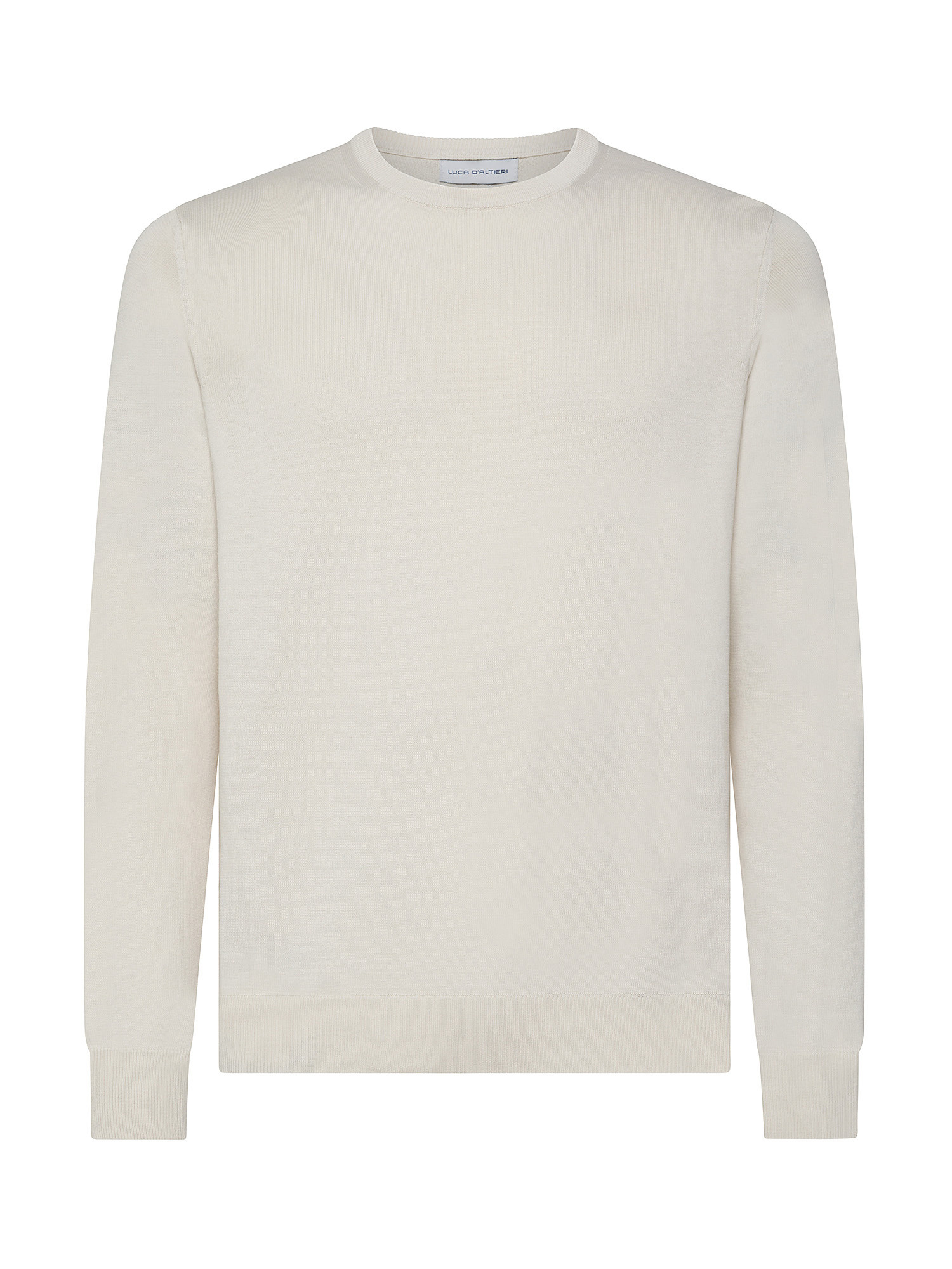 Luca D'Altieri - Crew neck sweater in extrafine pure cotton, White Cream, large image number 0