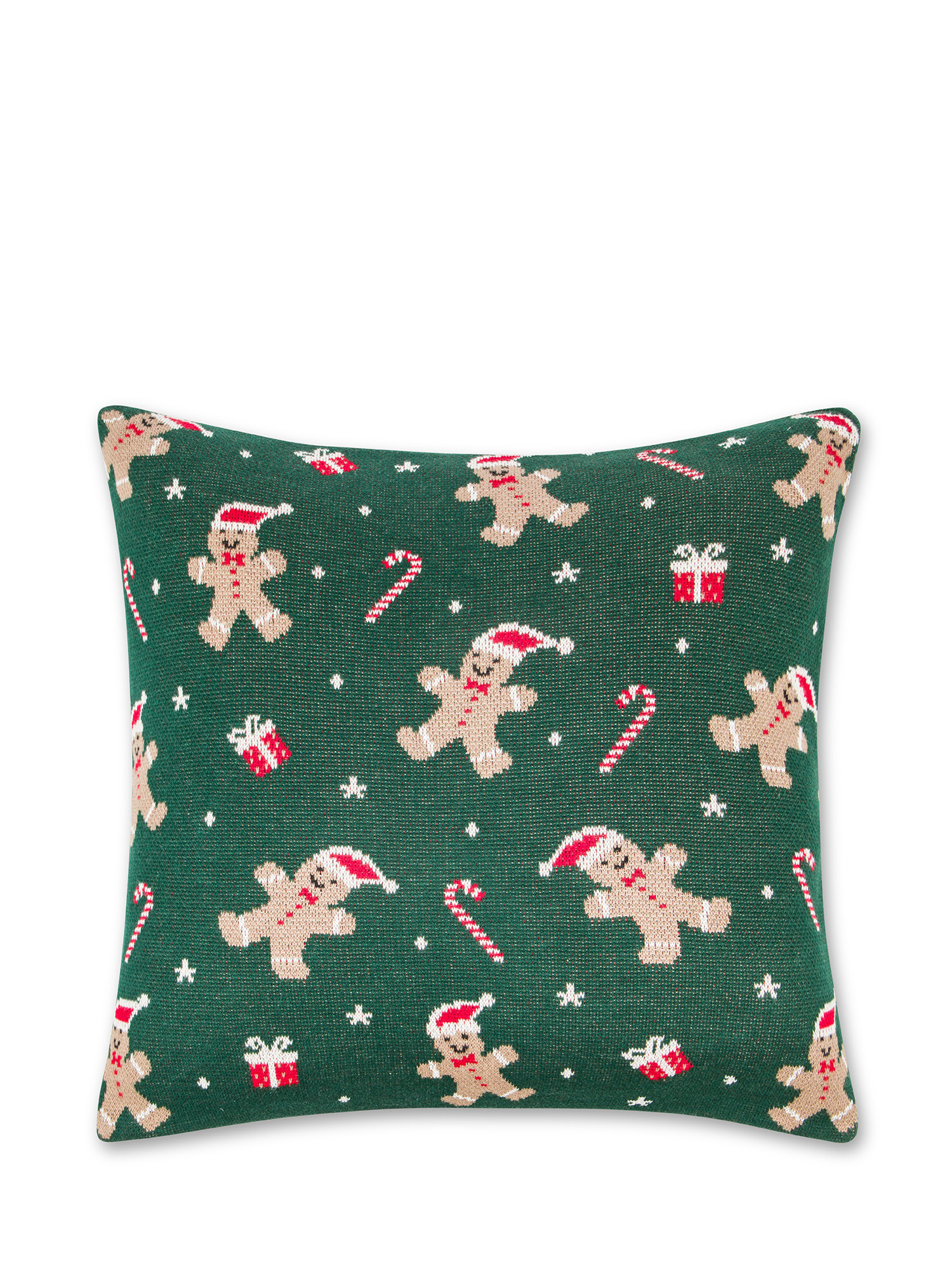 Cuscino maglia jacquard 45x45cm, Verde, large image number 0