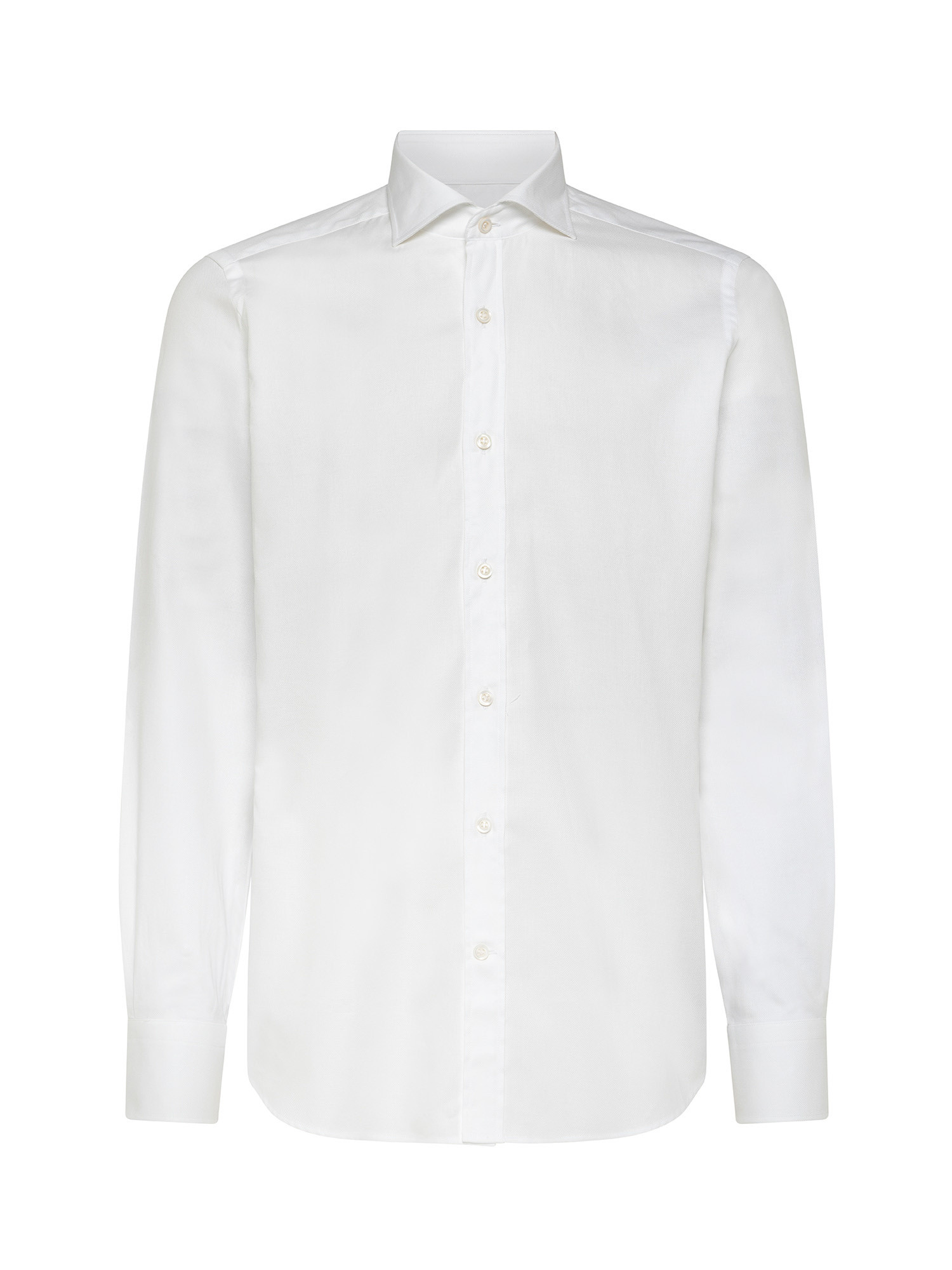 Camicia slim fit in puro cotone, Bianco panna, large image number 1