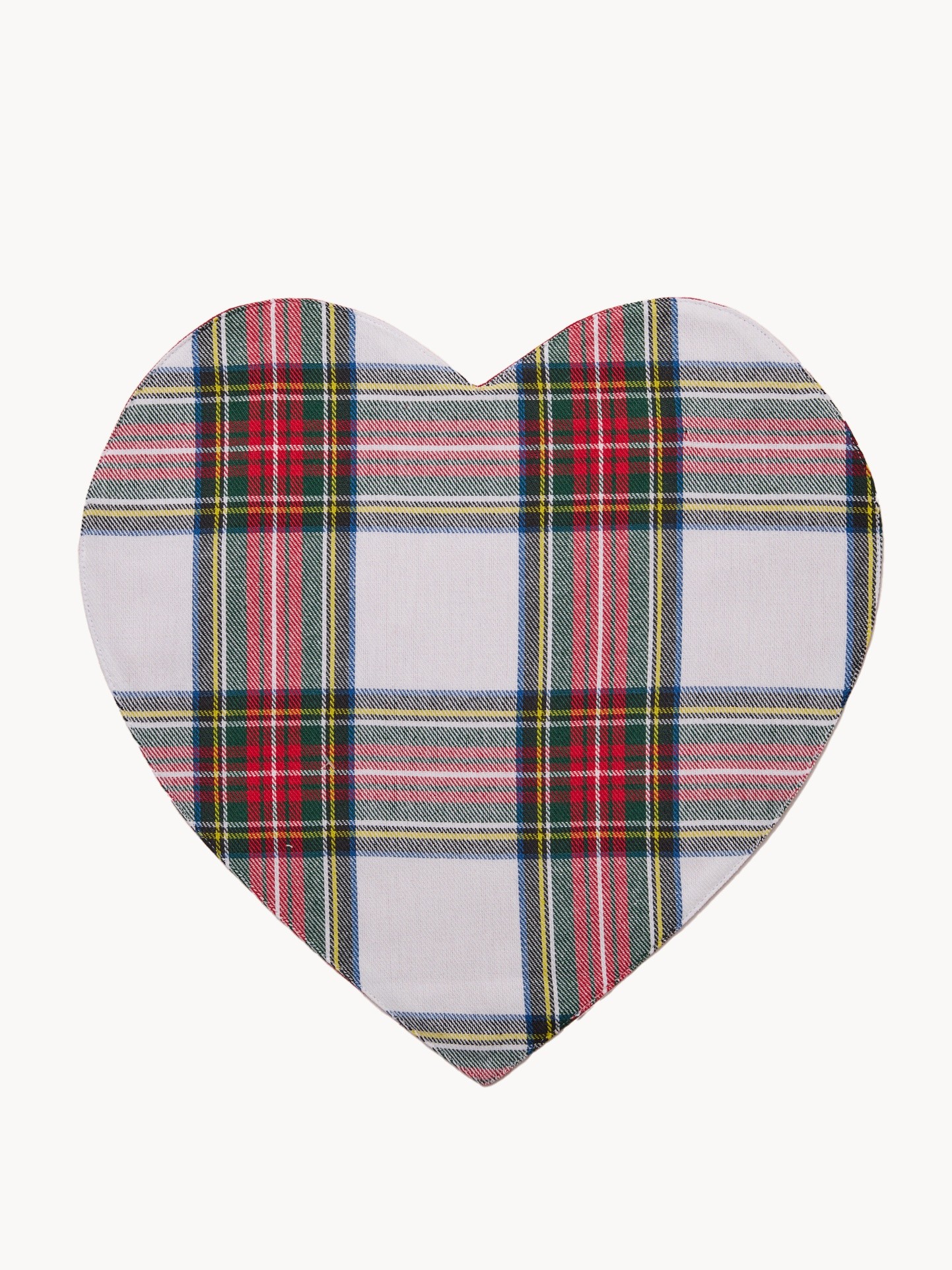 Placemat in yarn-dyed pure cotton with a heart-themed tartan pattern, Brick Red, large image number 0