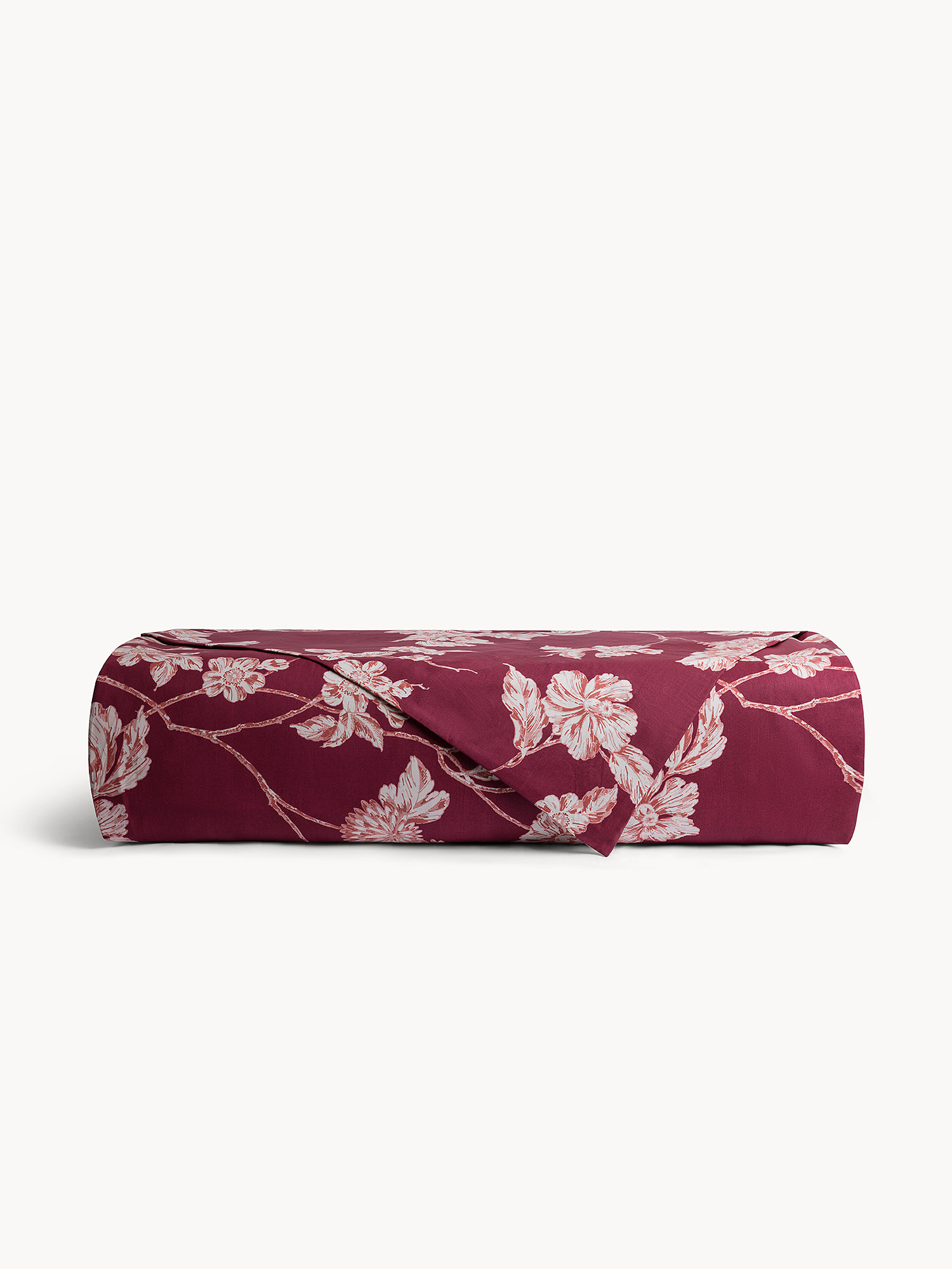 Lenzuolo liscio in cotone percalle double face, Rosso bordeaux, large image number 1