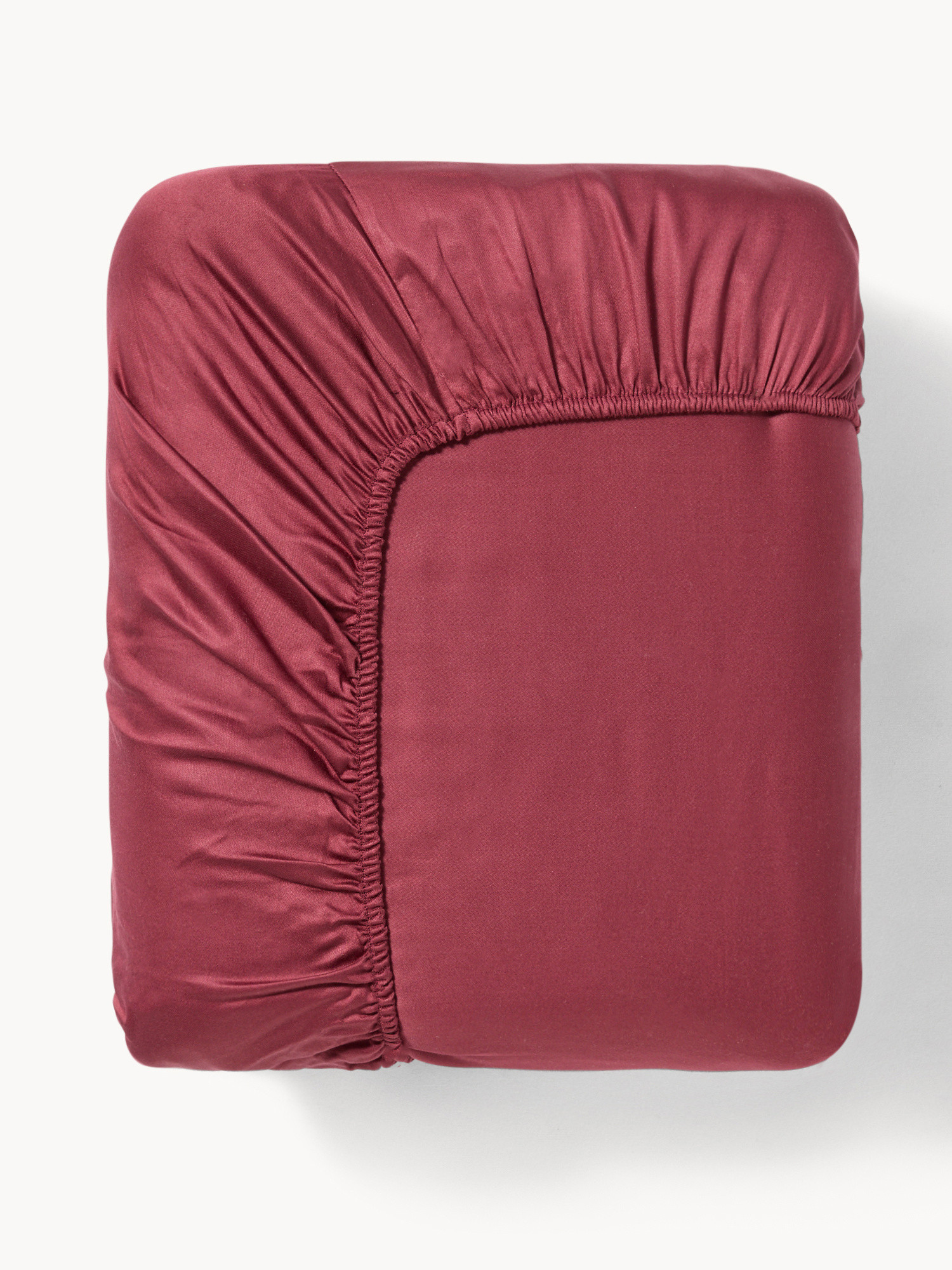 Lenzuolo con angoli in raso di cotone tinta unita, Rosso scuro, large image number 0