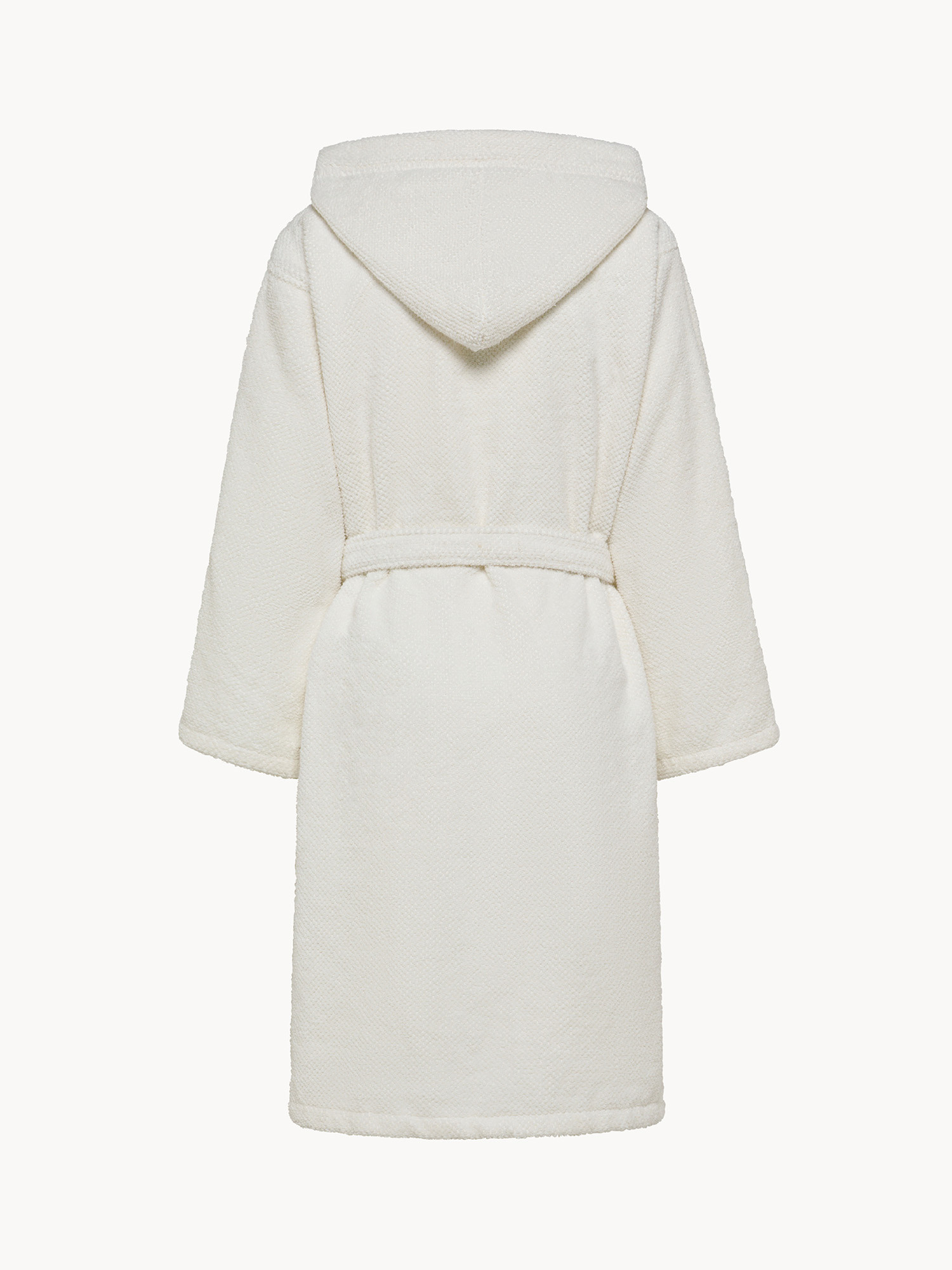 Solid color cotton terry bathrobe, White, large image number 1